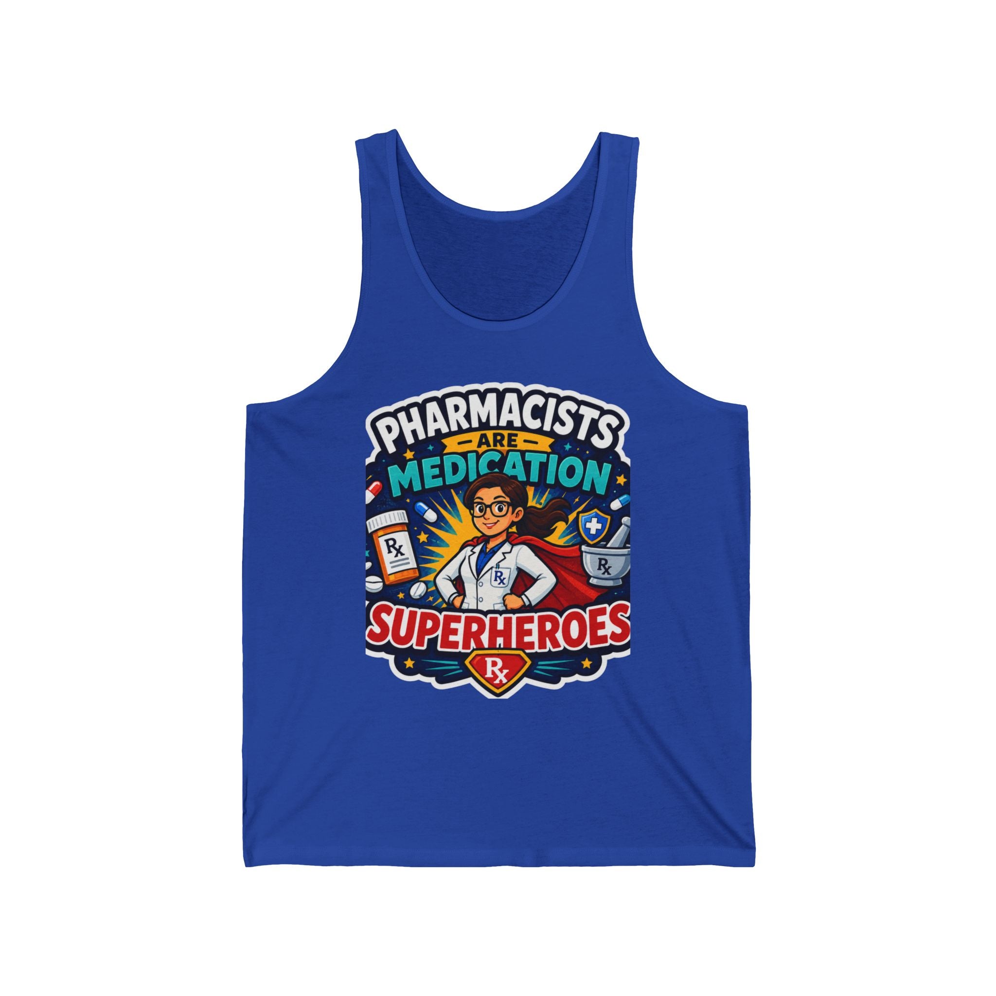 Pharmacist Superheroes Tank Top — "Pharmacists Are Medication Superheroes" Graphic Tank