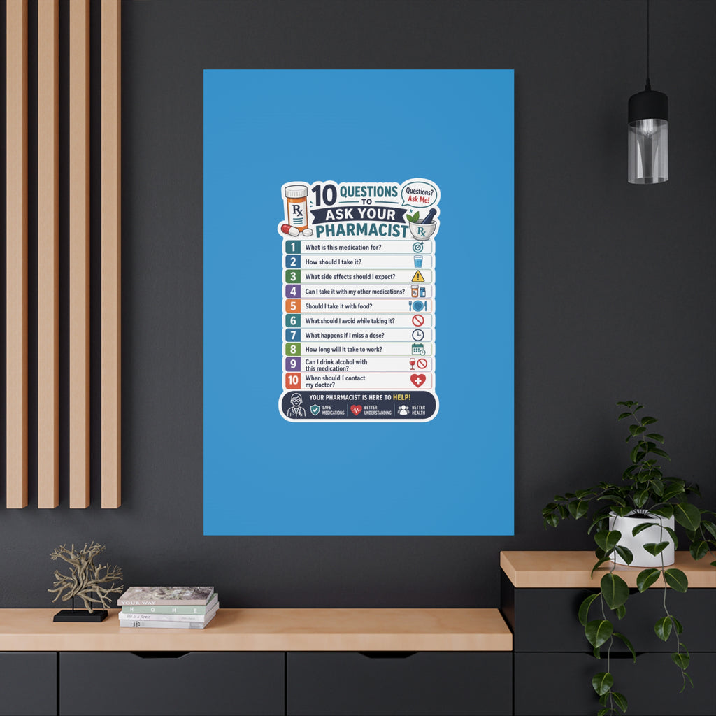 Pharmacist Questions Canvas Print — "10 Questions to Ask Your Pharmacist"