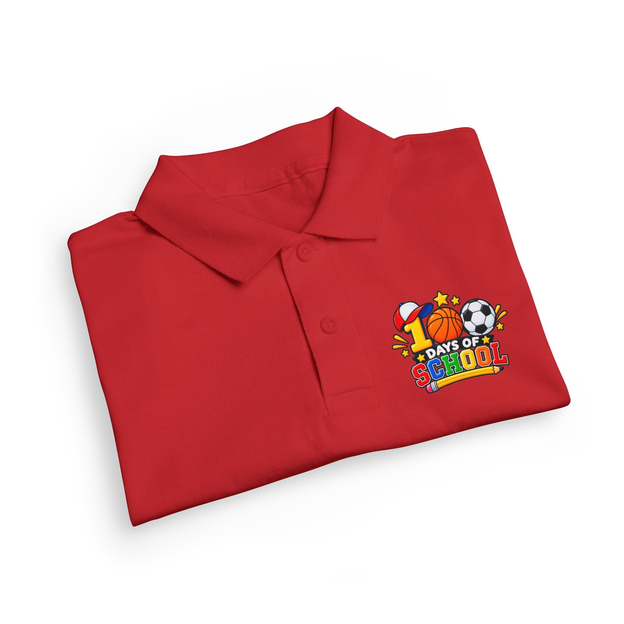 Youth Polo — "100 Days of School" Sport-Themed Kids Polo