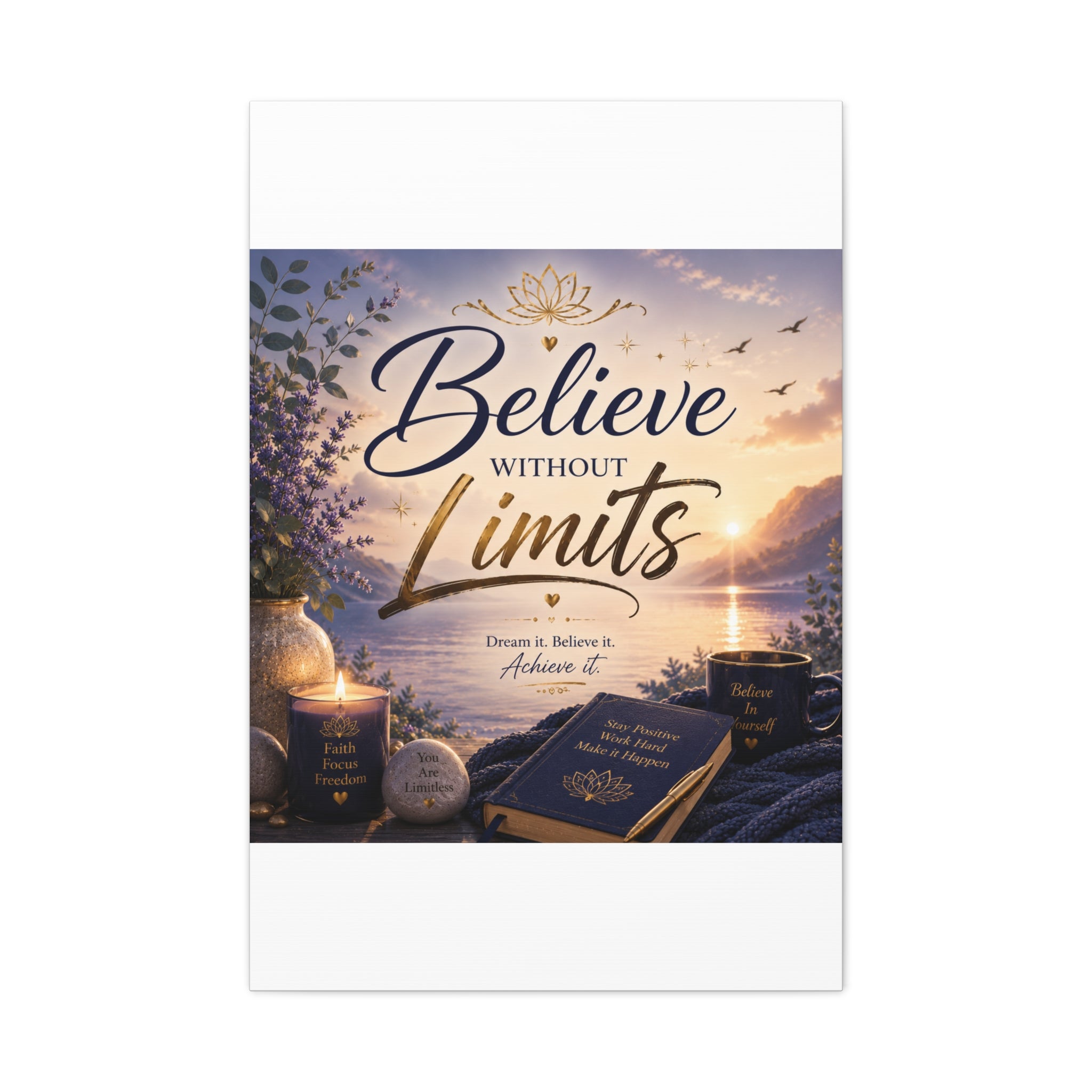 Believe Without Limits Canvas Wall Art – Inspirational Stretched Matte Print