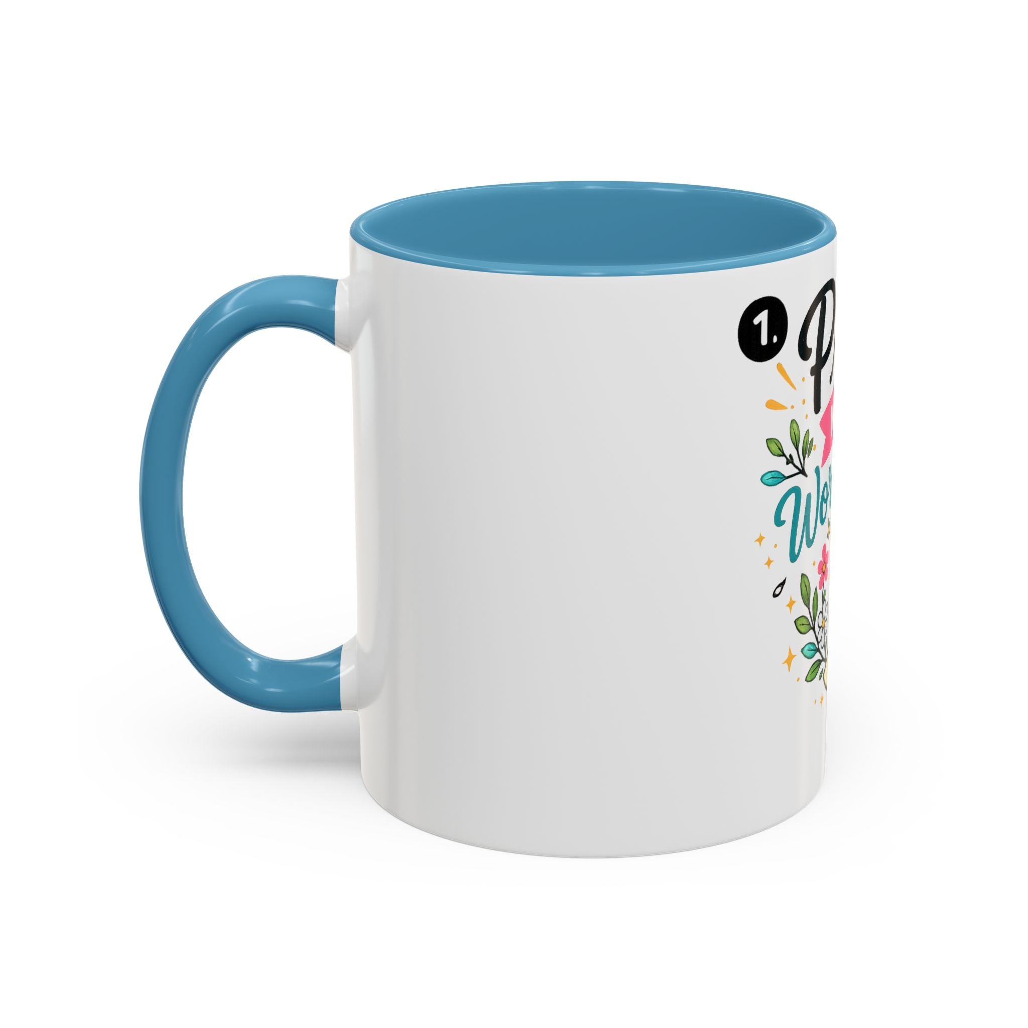 Pray More Worry Less Accent Coffee Mug — Inspirational Floral Prayer Gift (11/15oz)