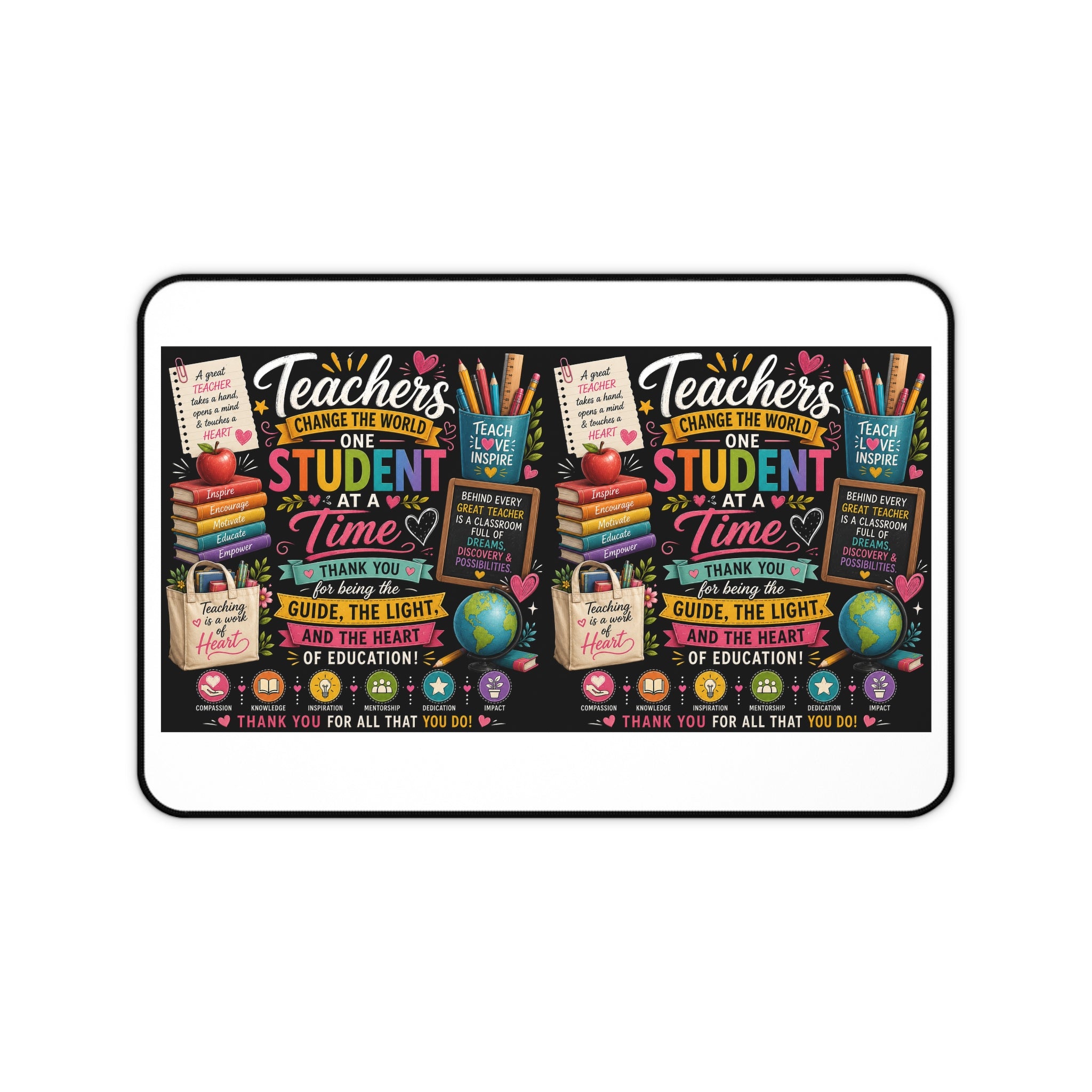 Teacher Appreciation Desk Mat — Colorful Chalkboard Thank You Design