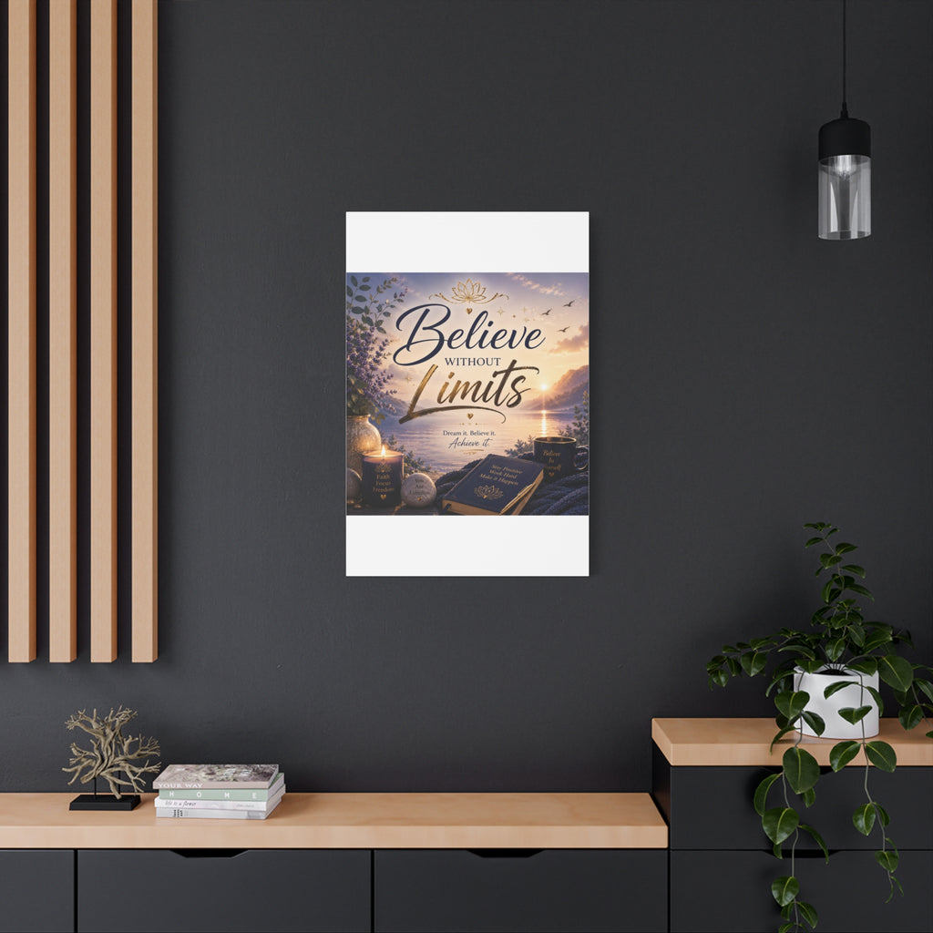 Believe Without Limits Canvas Wall Art – Inspirational Stretched Matte Print