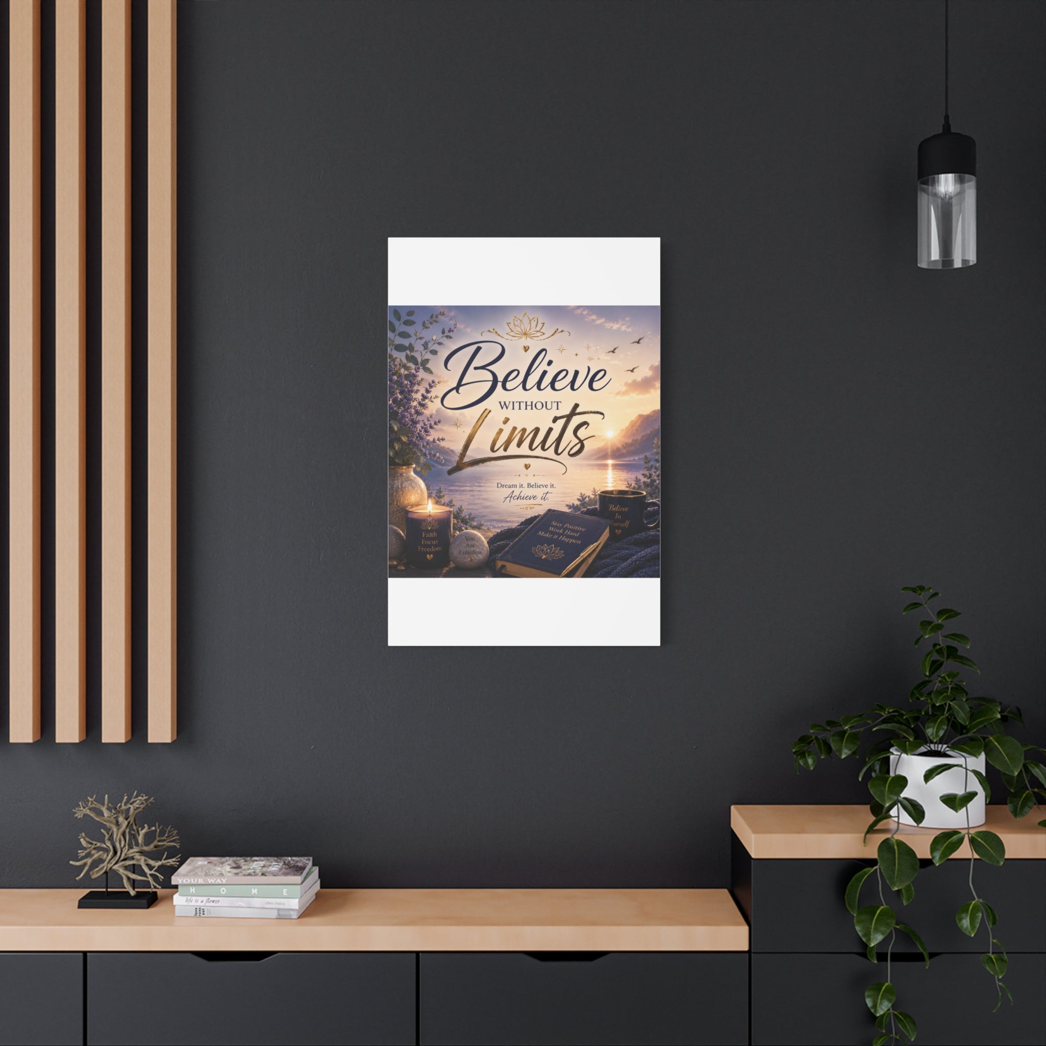 Believe Without Limits Canvas Wall Art – Inspirational Stretched Matte Print