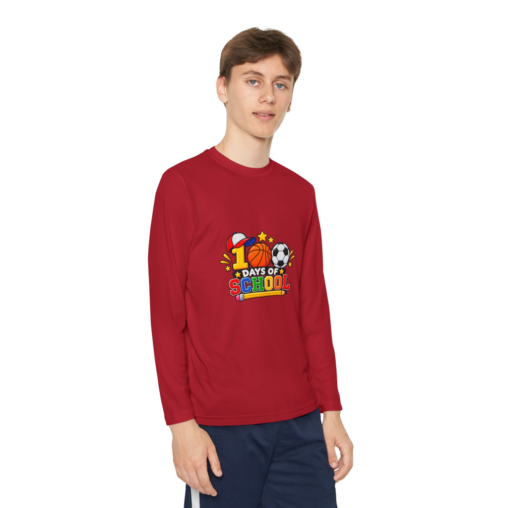 Youth Long Sleeve Tee – "1 Days of School" Sports Back-to-School Shirt