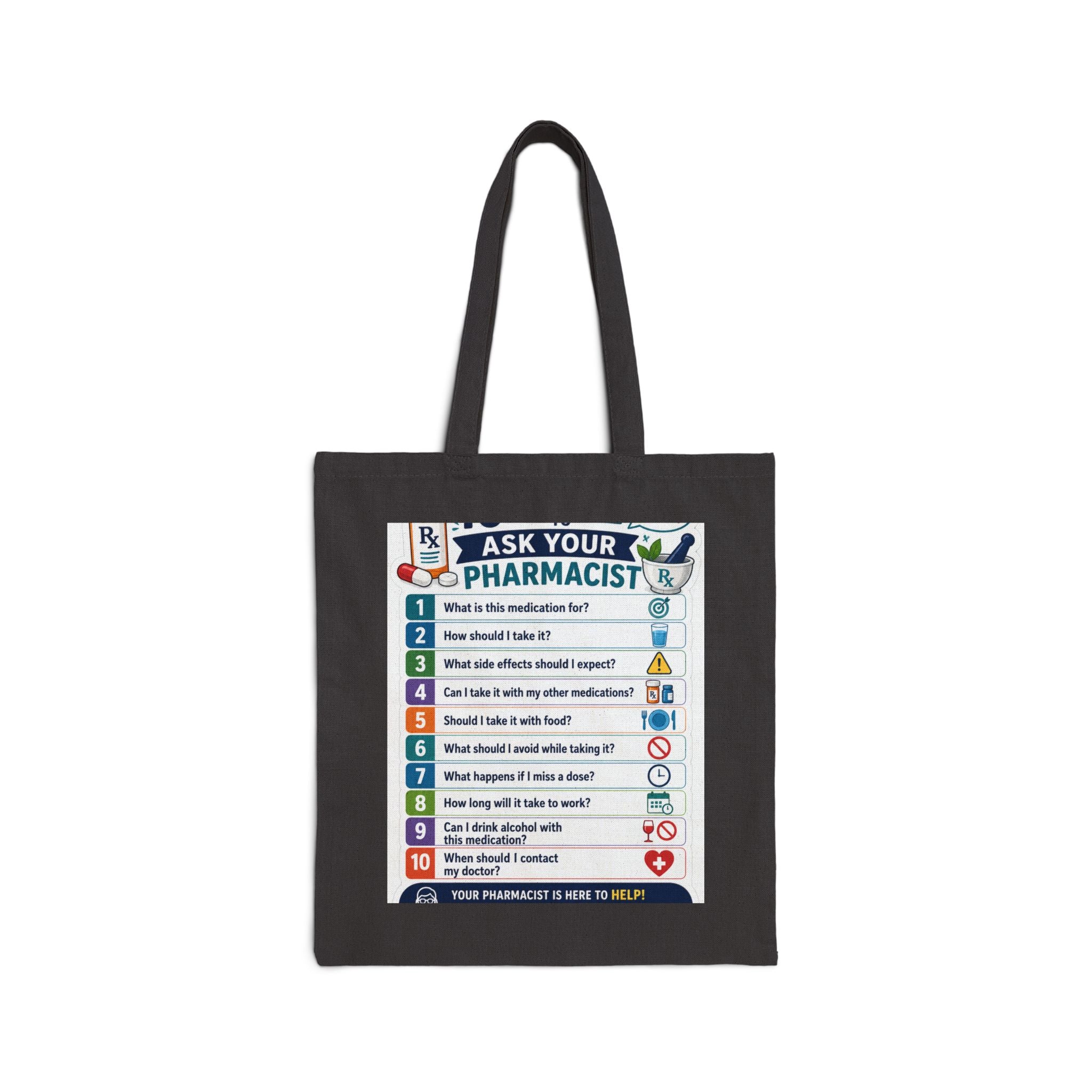 Tote Bag — "Ask Your Pharmacist" Medication Questions Guide Canvas Tote