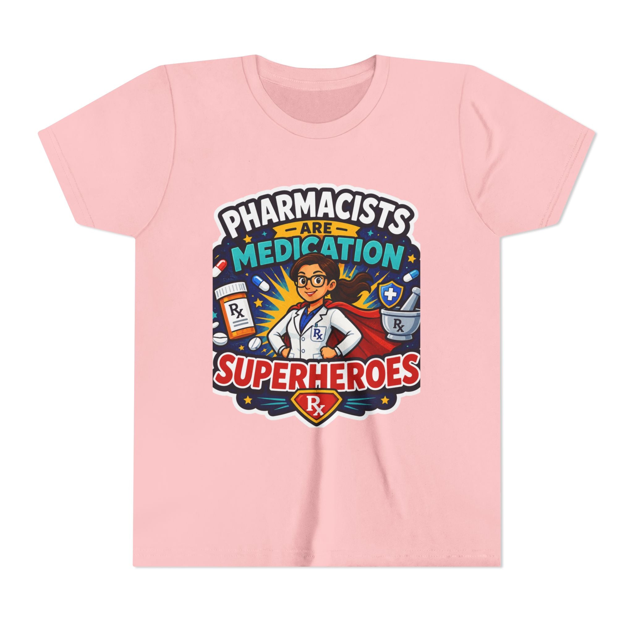Youth Tee — "Pharmacists Are Medication Superheroes" Cartoon Pharmacy Shirt