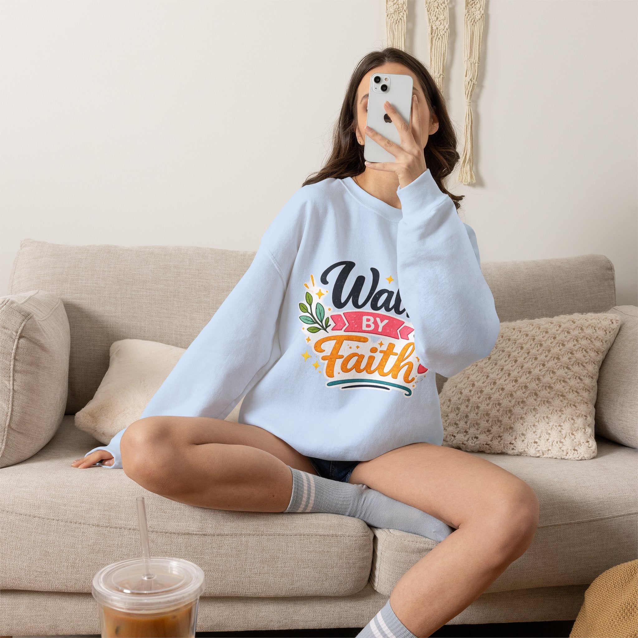 Walk By Faith Crewneck Sweatshirt — Inspirational Christian Pullover