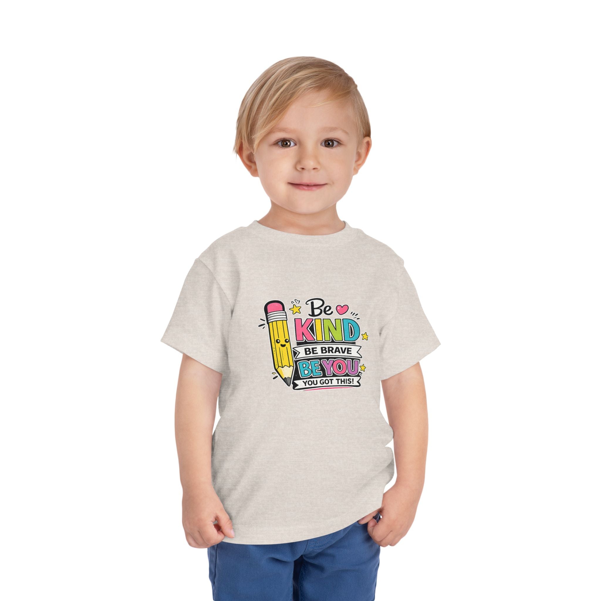 Be Kind Pencil Toddler Tee — "Be Kind, Be Brave, Be You" Inspirational Kids Shirt