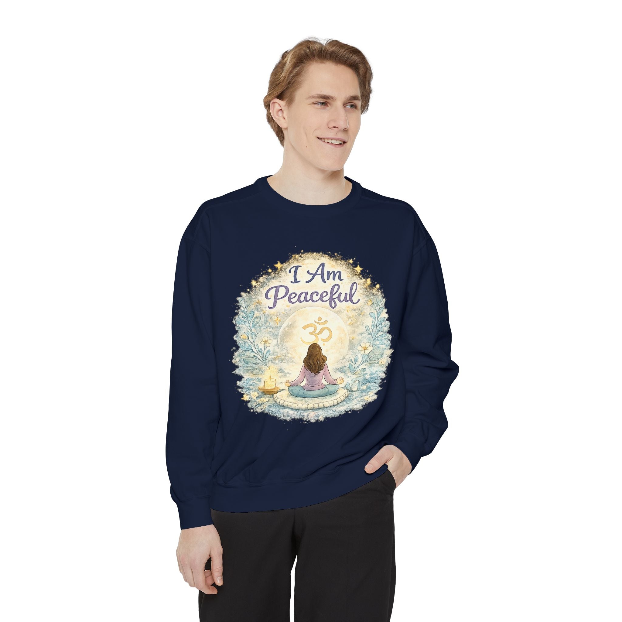 I Am Peaceful Meditation Sweatshirt — Yoga, Mindfulness & Spiritual Comfort