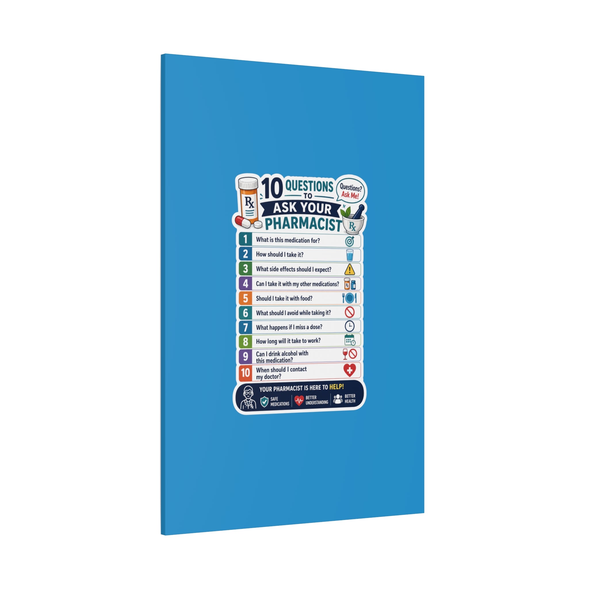Pharmacist Questions Canvas Print — "10 Questions to Ask Your Pharmacist"