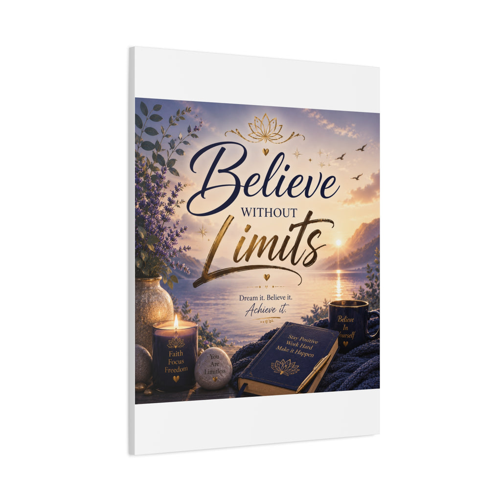 Believe Without Limits Canvas Wall Art – Inspirational Stretched Matte Print