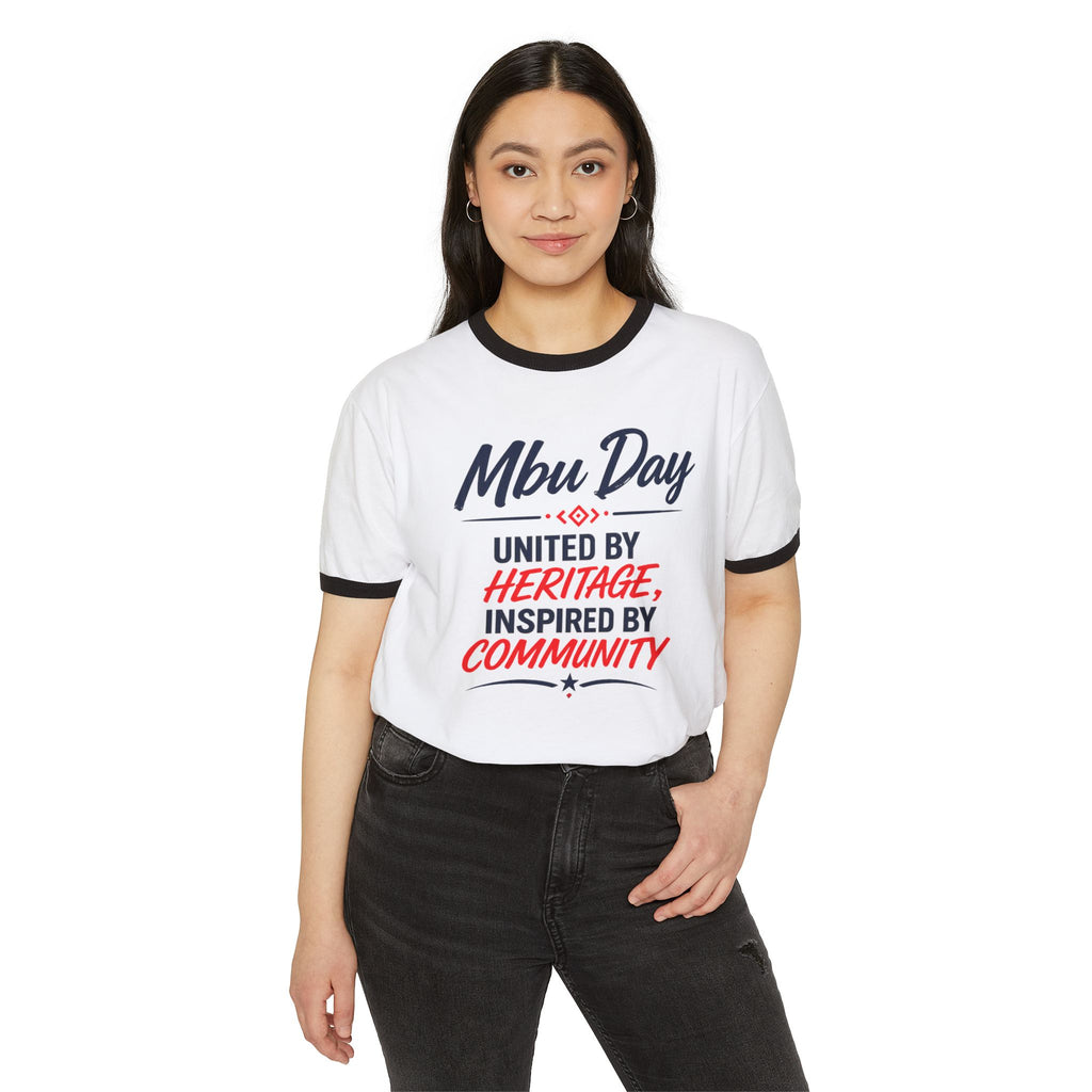 Mbu Day Ringer T-Shirt — "United by Heritage, Inspired by Community" Houston Event Tee