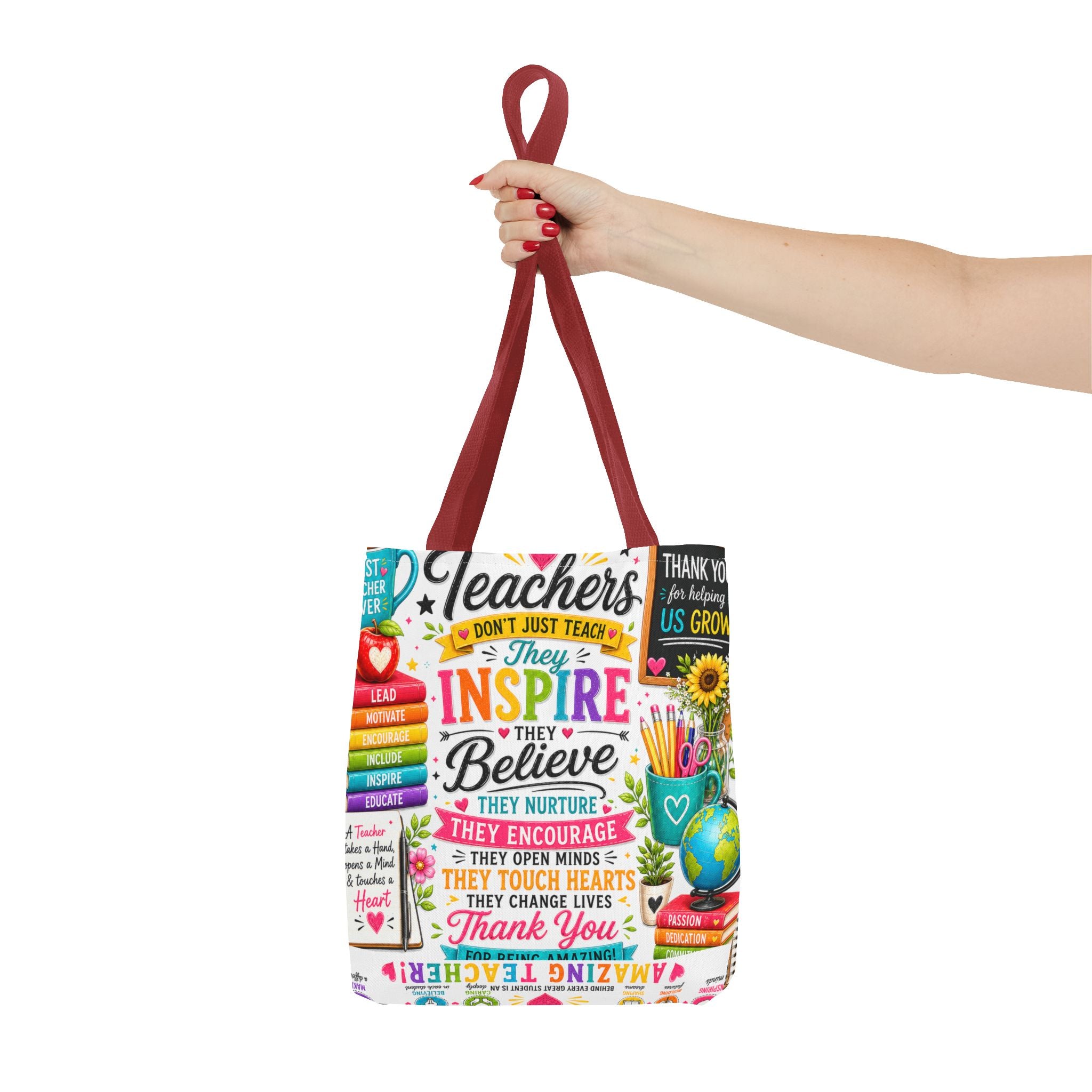 Teacher Appreciation Tote Bag — 'Teachers Inspire, They Believe' All-Over-Print Gift Tote