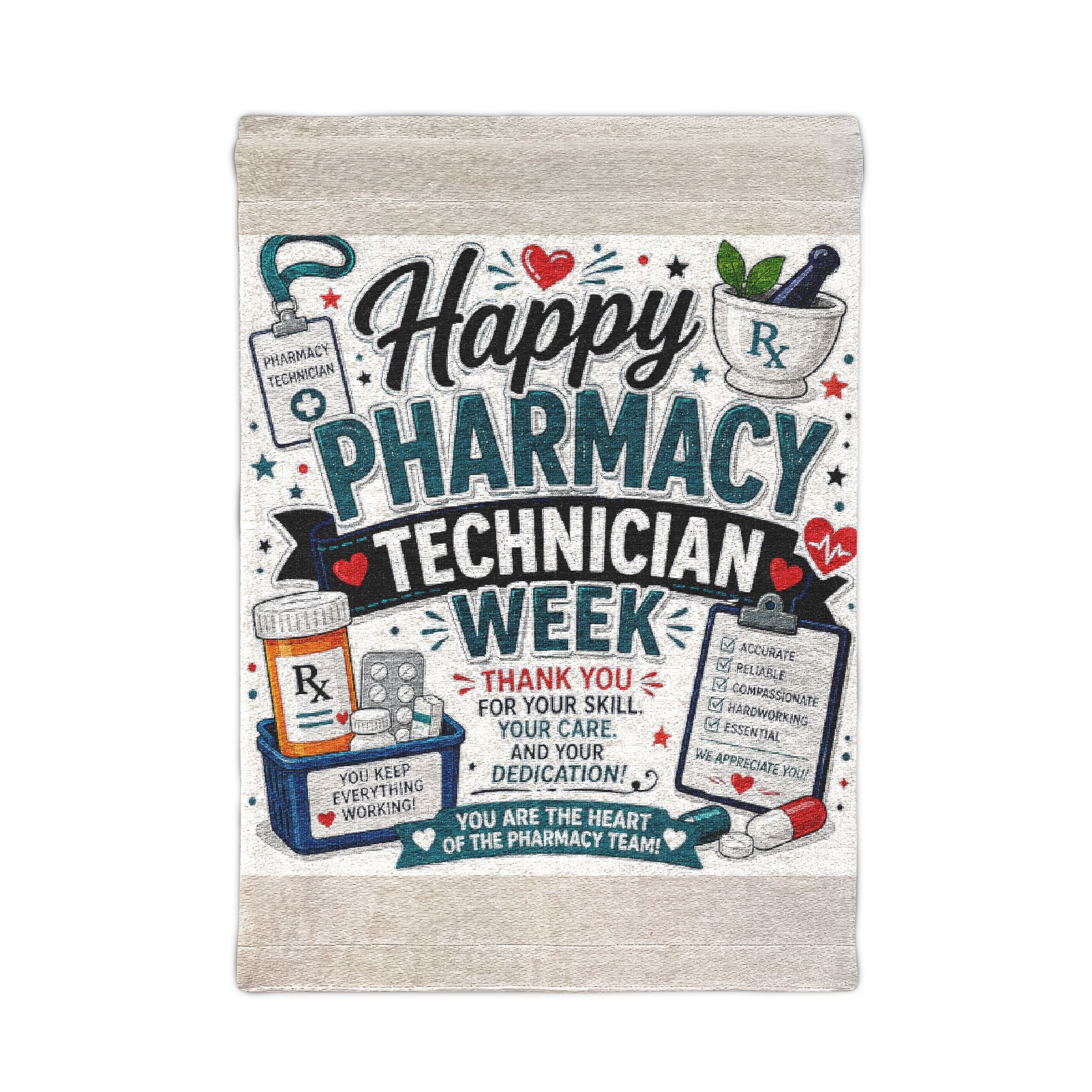 Pharmacy Technician Week Woven Wall Tapestry — Happy Pharmacy Technician Celebration Decor