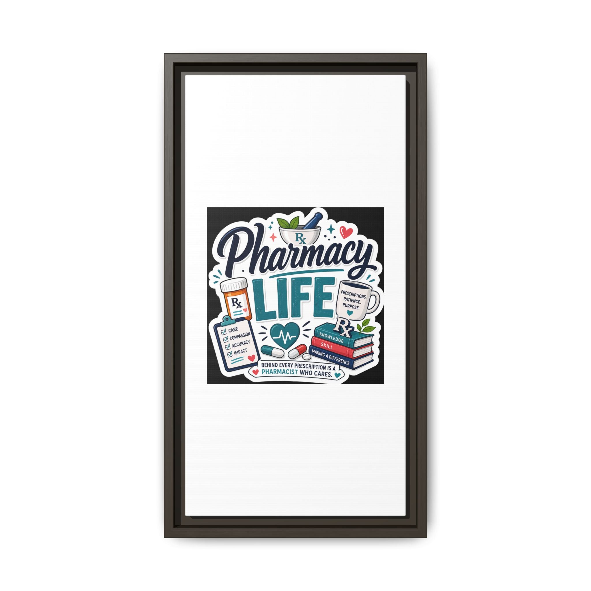 Pharmacy Life Framed Canvas Art — Colorful Pharmacist Wall Decor