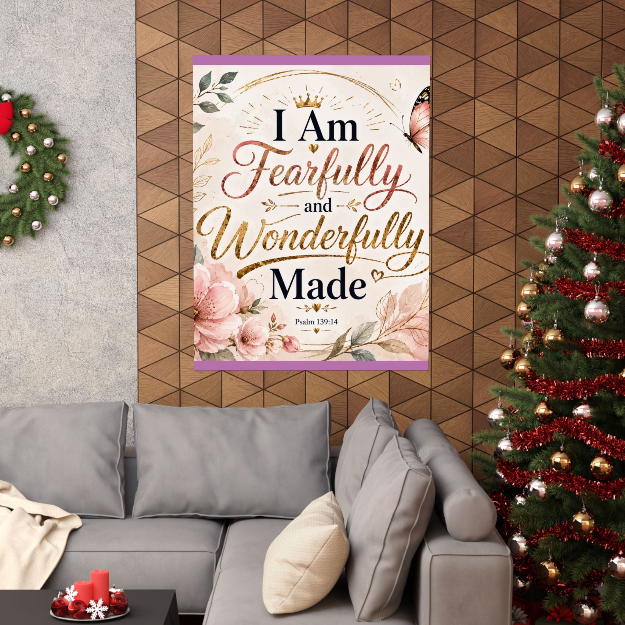 Fearfully & Wonderfully Made Vertical Poster — Inspirational Christian Wall Art (Psalm 139:14)
