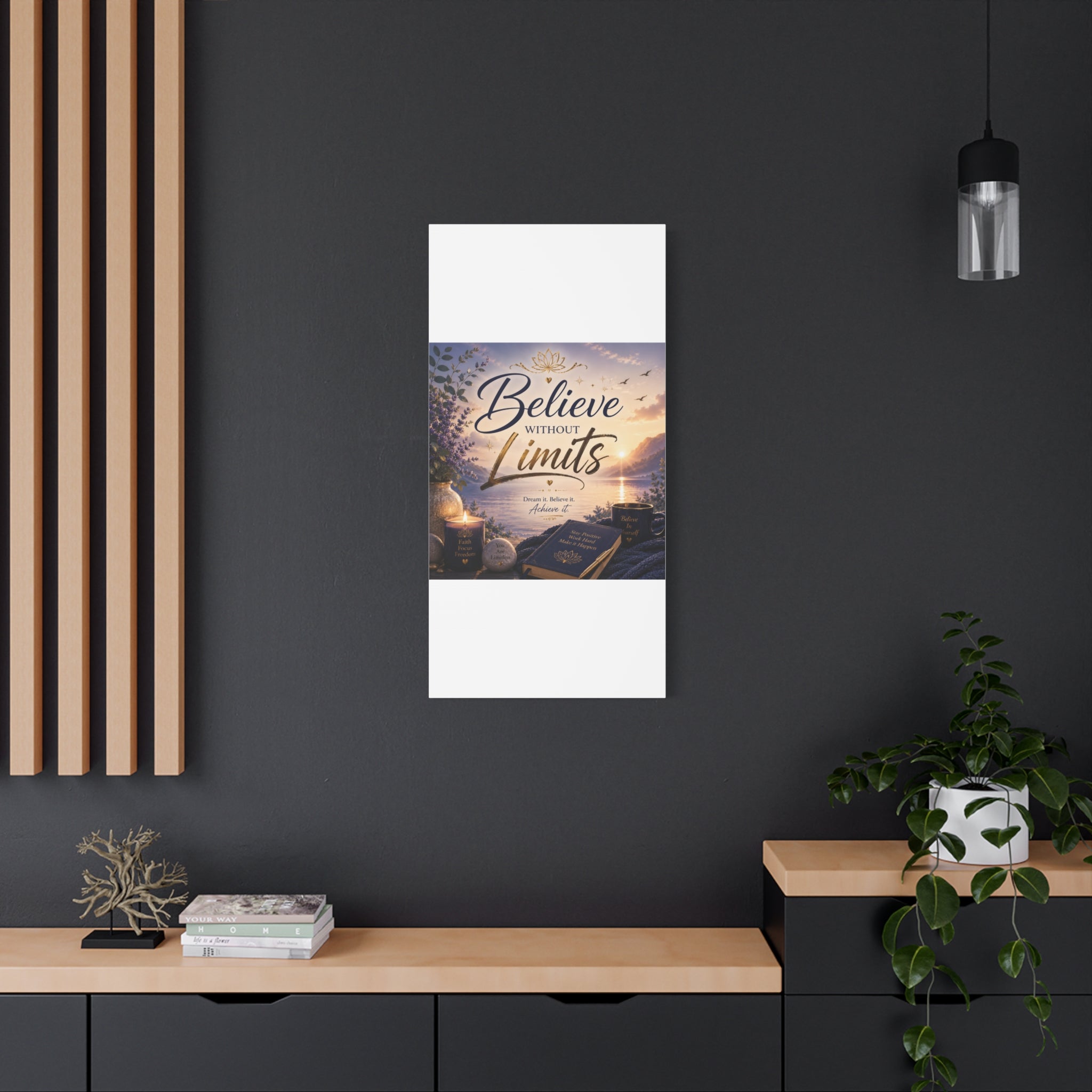 Believe Without Limits Canvas Wall Art – Inspirational Stretched Matte Print