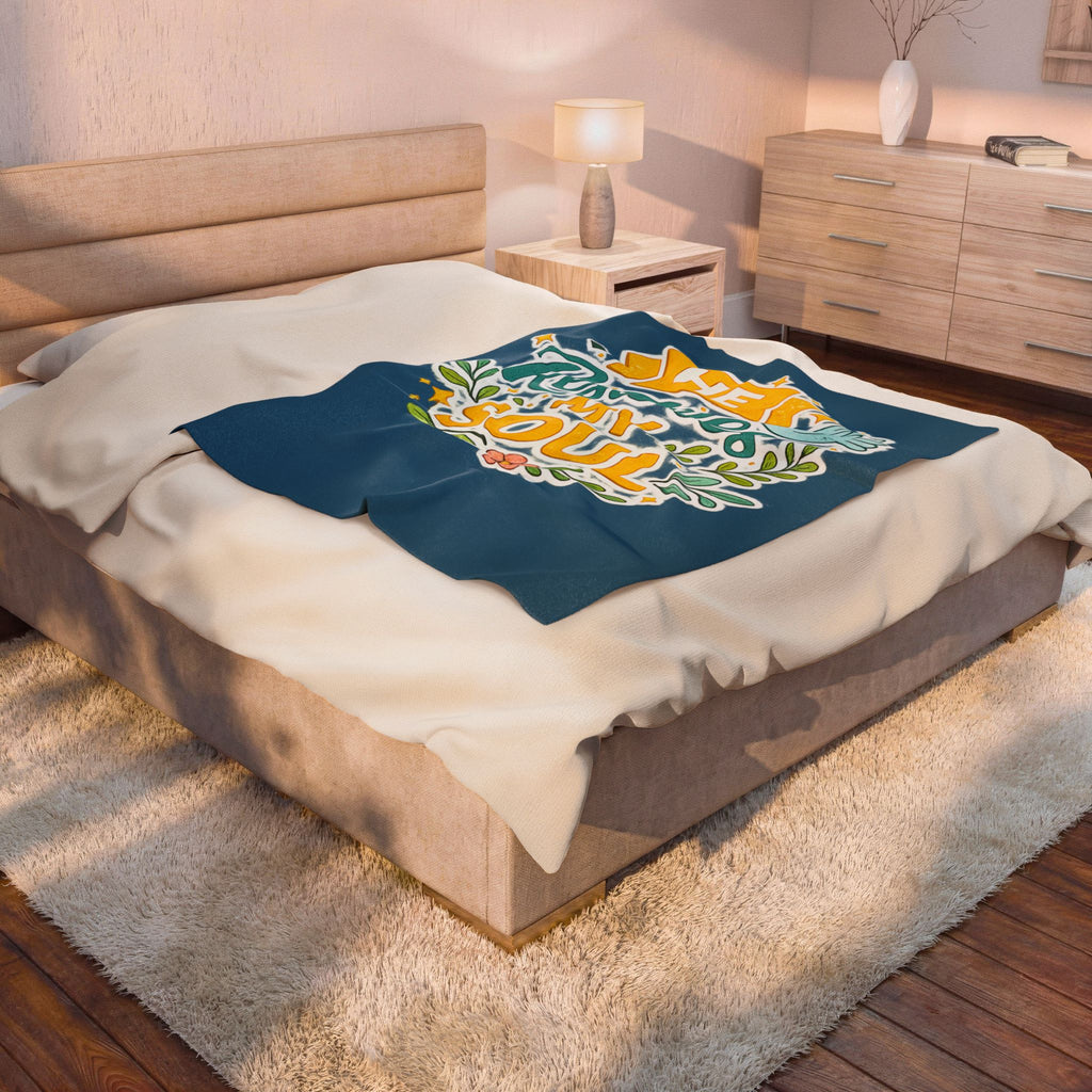 Plush Blanket - "He Restores My Soul" Christian Fleece Throw