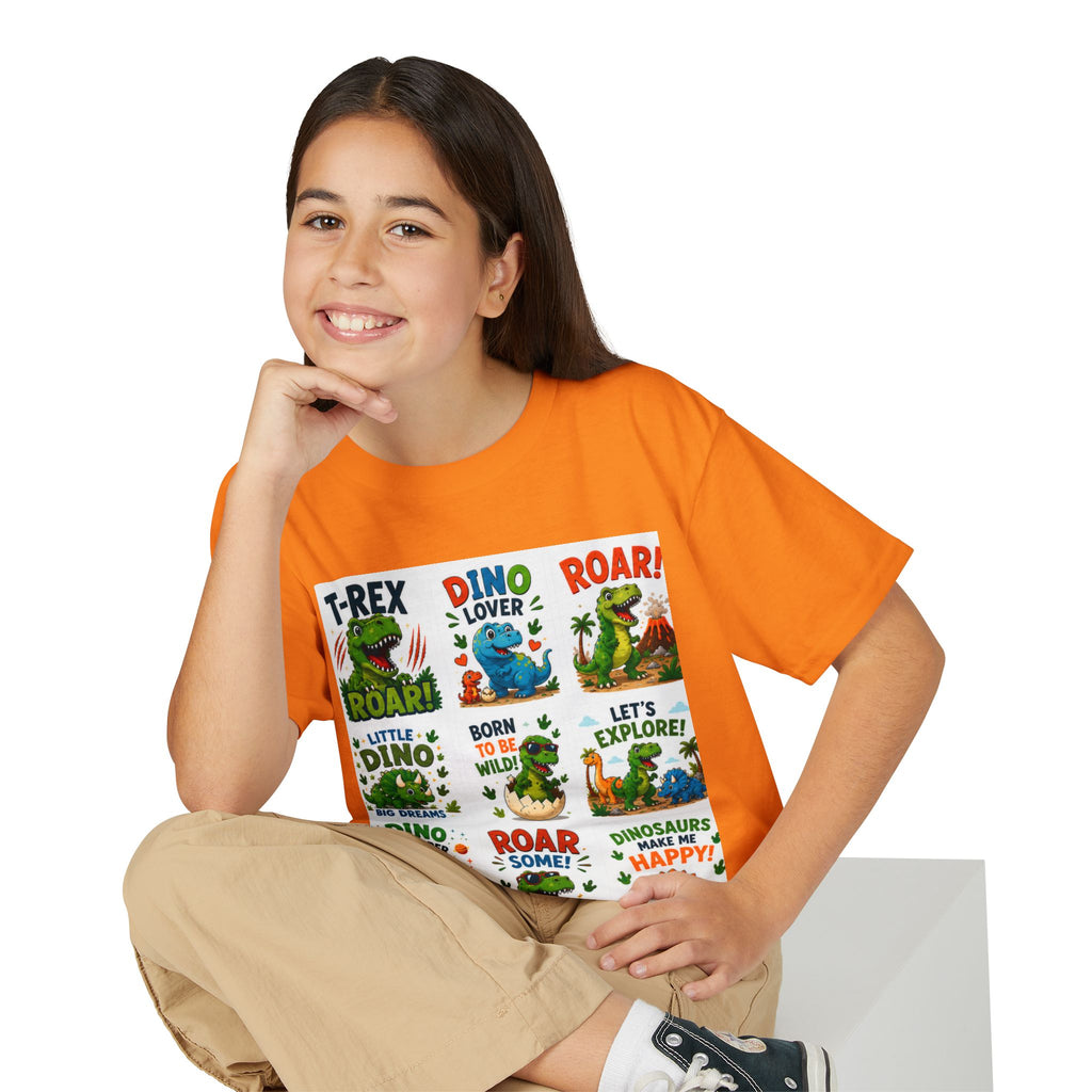 Kids Dinosaur T-Shirt — Cute Dino Quotes & Cartoon Grid Design