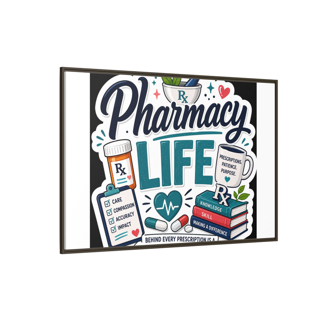 Pharmacy Life Framed Canvas Art — Colorful Pharmacist Wall Decor