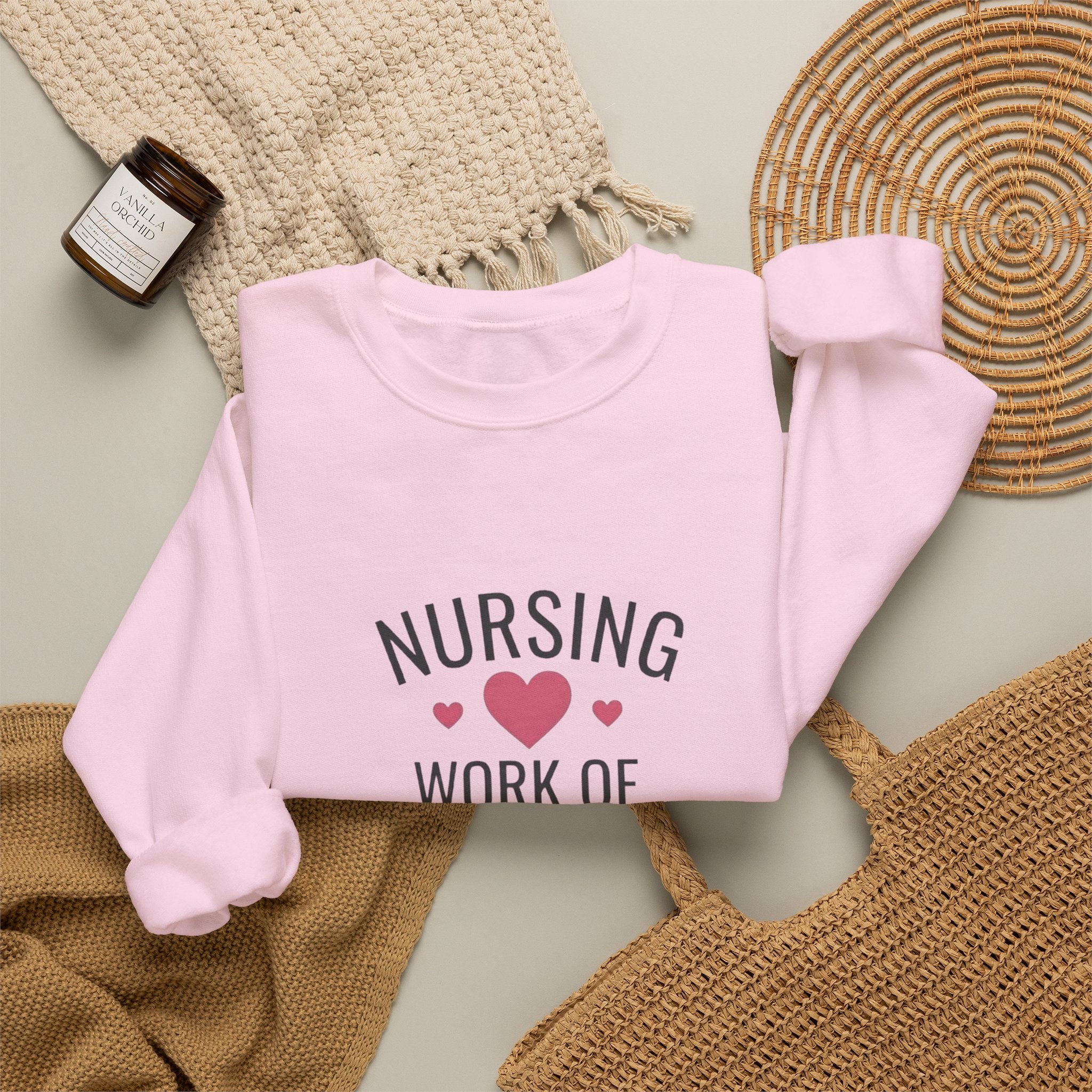 Nursing Work of Heart Crewneck Sweatshirt — Nurse Appreciation Pullover