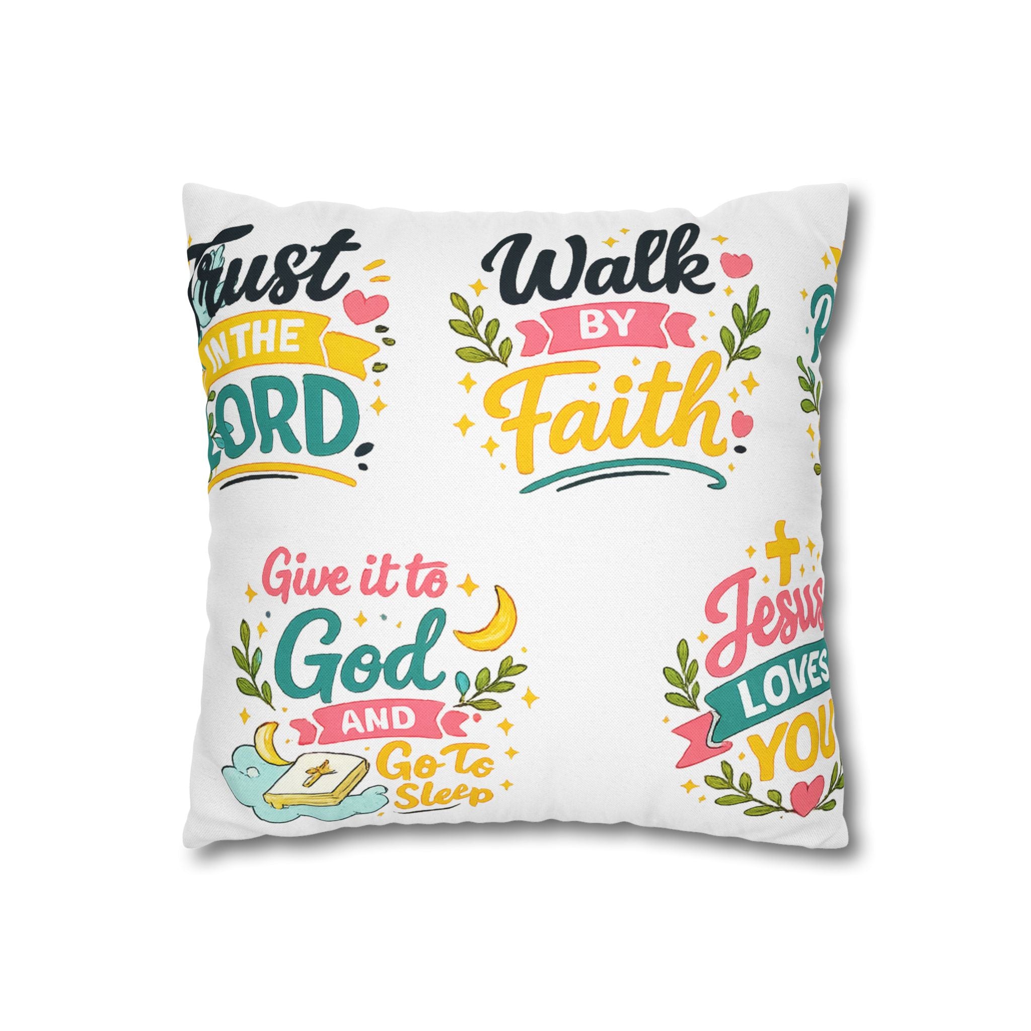 Faith Quote Decorative Pillowcase — "Walk by Faith" Inspirational Throw Pillow Cover
