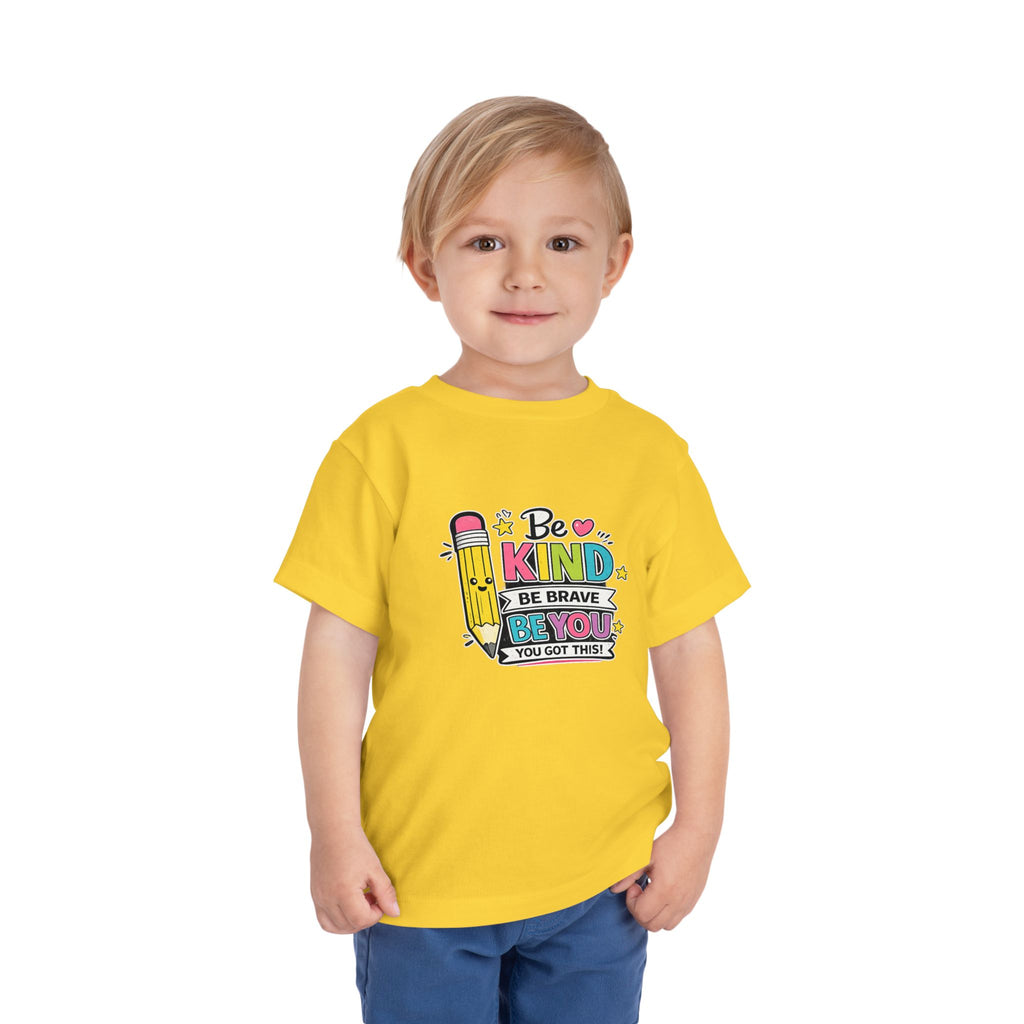 Be Kind Pencil Toddler Tee — "Be Kind, Be Brave, Be You" Inspirational Kids Shirt