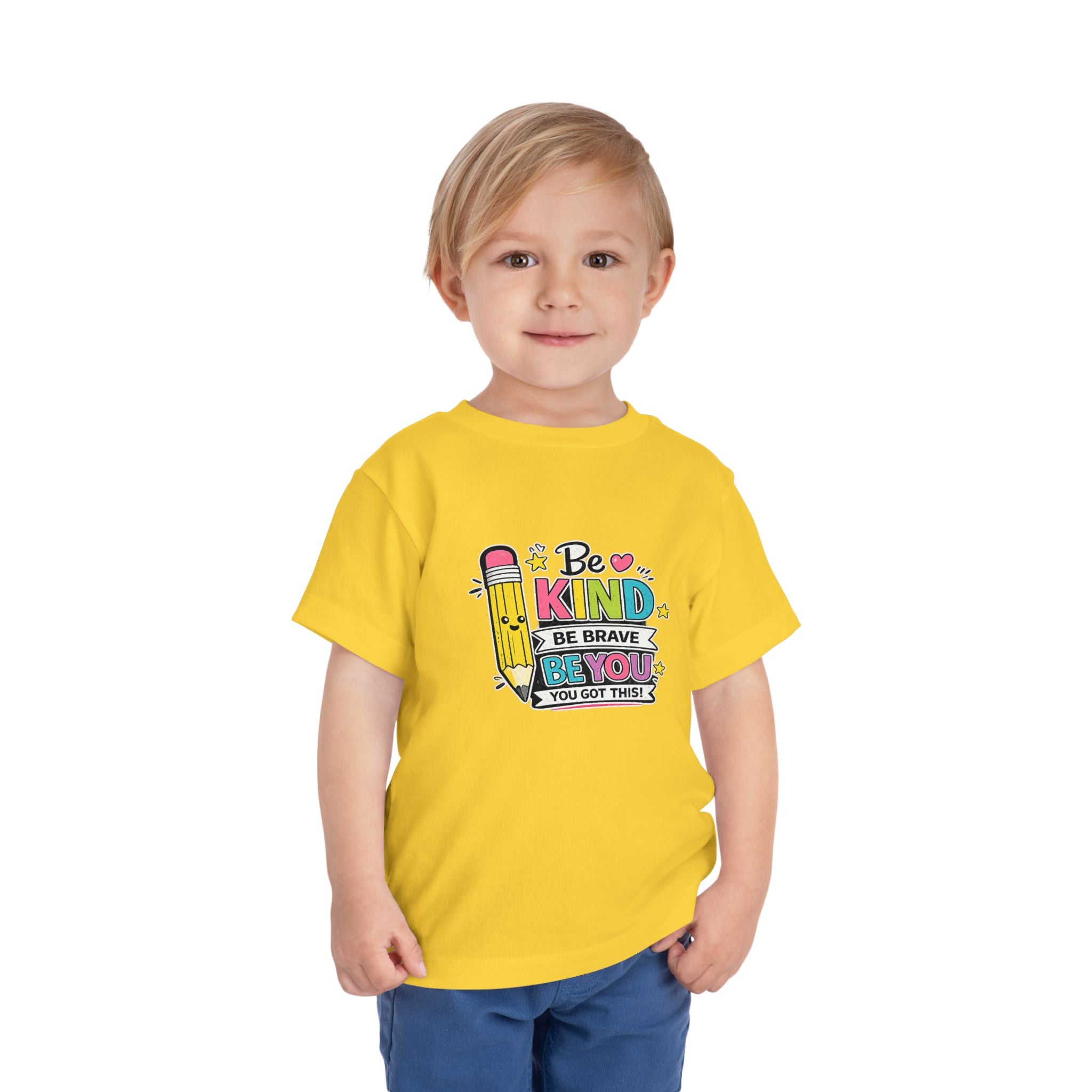 Be Kind Pencil Toddler Tee — "Be Kind, Be Brave, Be You" Inspirational Kids Shirt