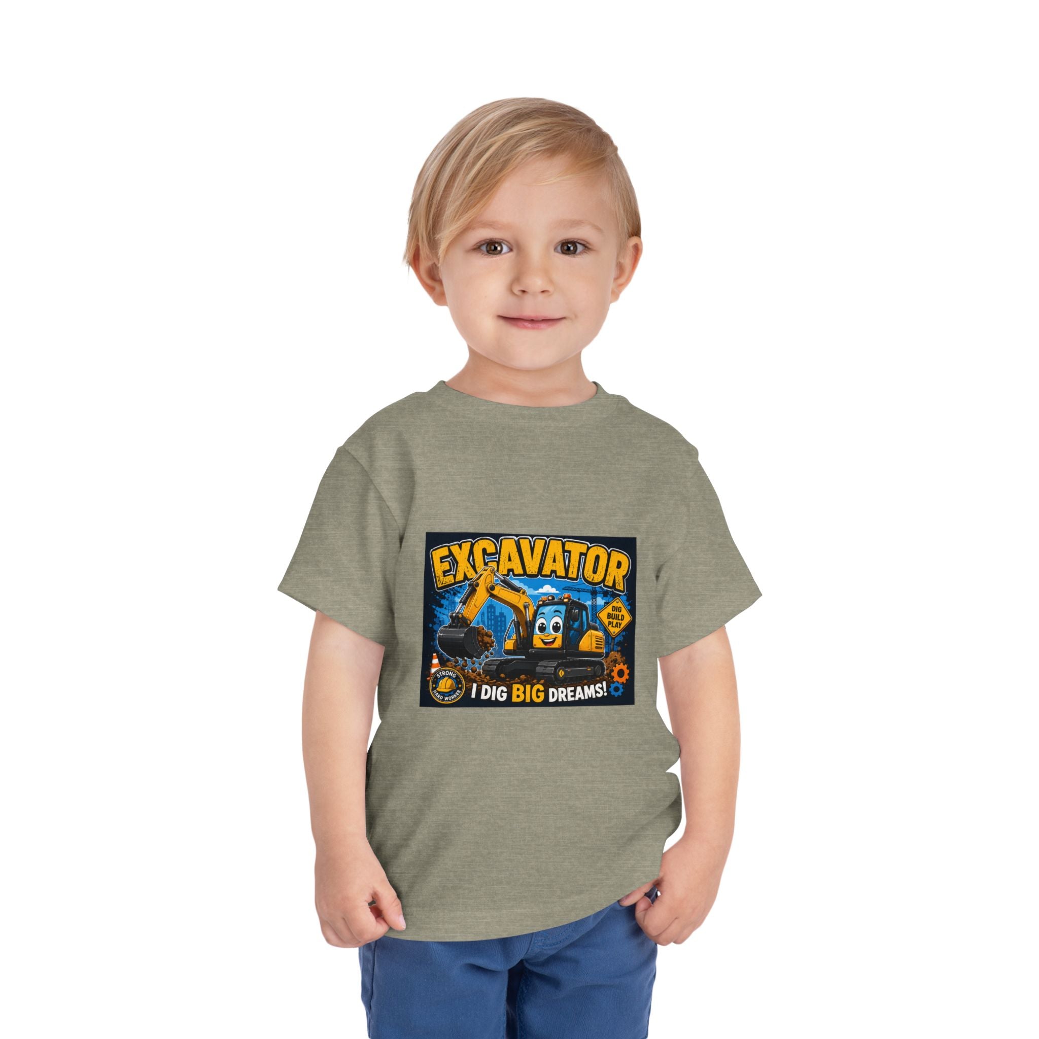 Excavator Toddler Tee — "I Dig Big Dreams" Construction Shirt