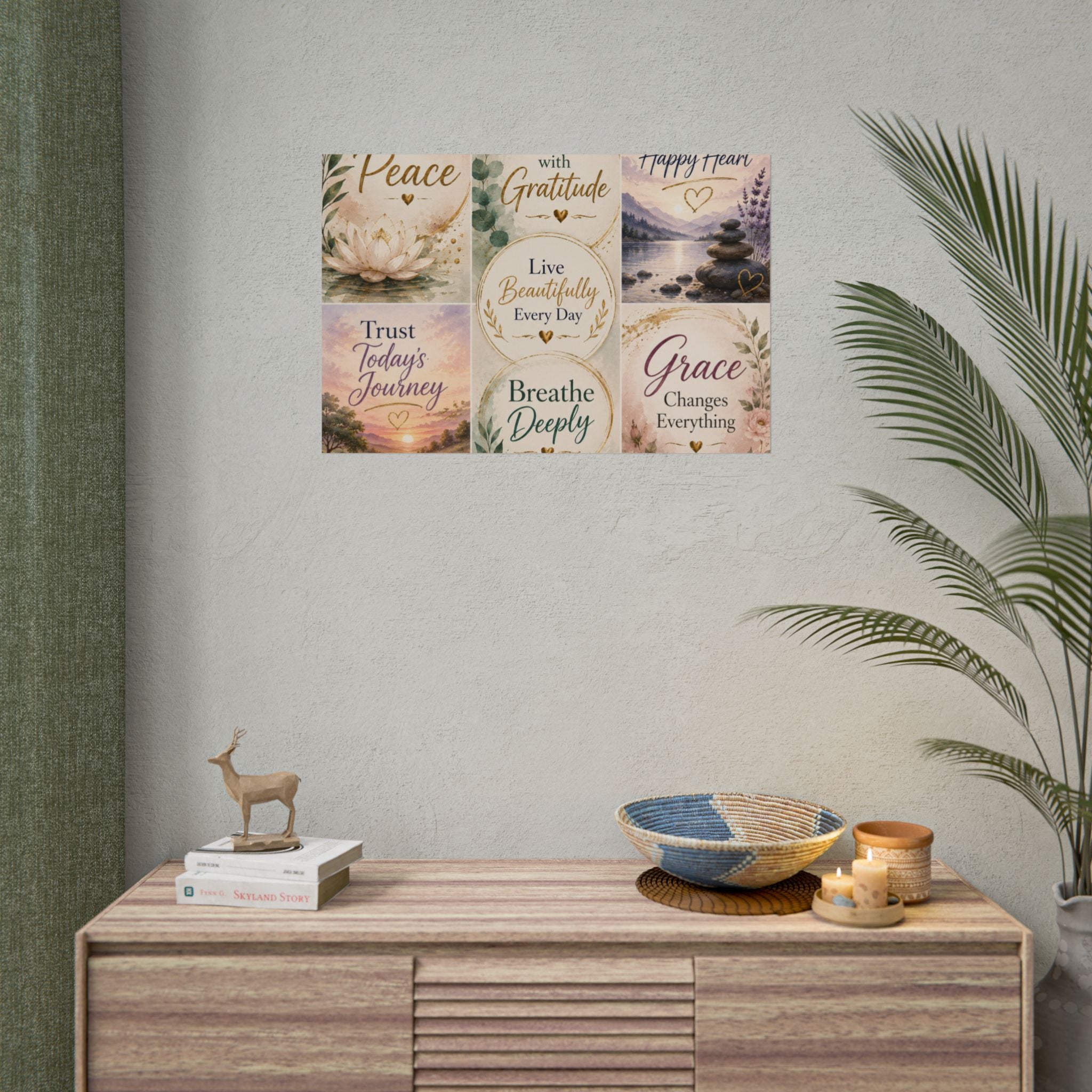 Rolled Poster - Inspirational Wall Art Set: "Choose Peace / Live with Gratitude / Calm Mind, Happy Heart / Trust Today's Journey / [...]