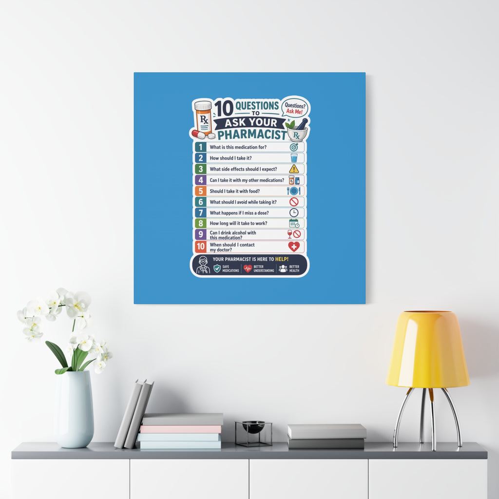 Pharmacist Questions Canvas Print — "10 Questions to Ask Your Pharmacist"