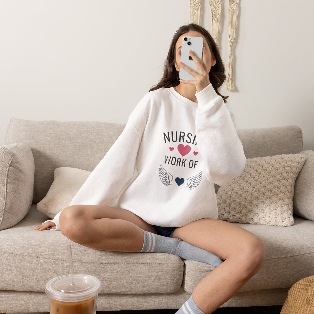 Nursing Work of Heart Crewneck Sweatshirt — Nurse Appreciation Pullover