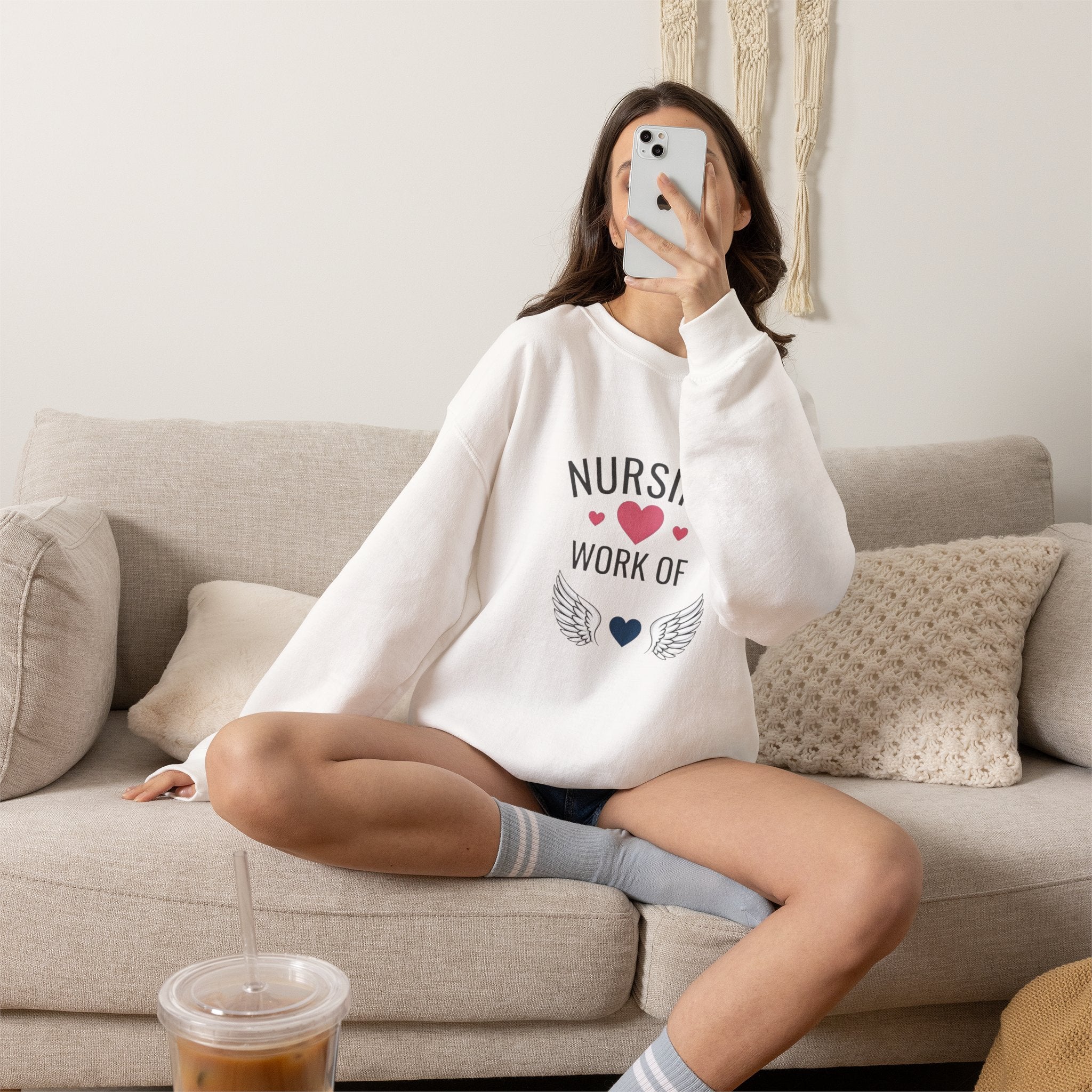 Nursing Work of Heart Crewneck Sweatshirt — Nurse Appreciation Pullover