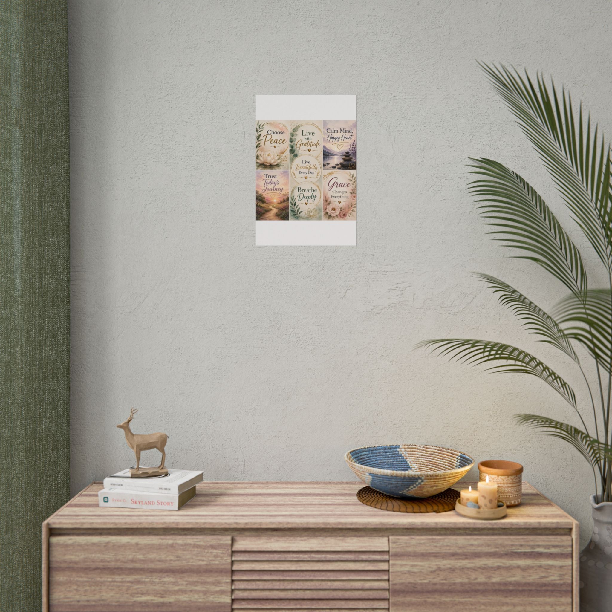 Rolled Poster - Inspirational Wall Art Set: "Choose Peace / Live with Gratitude / Calm Mind, Happy Heart / Trust Today's Journey / [...]