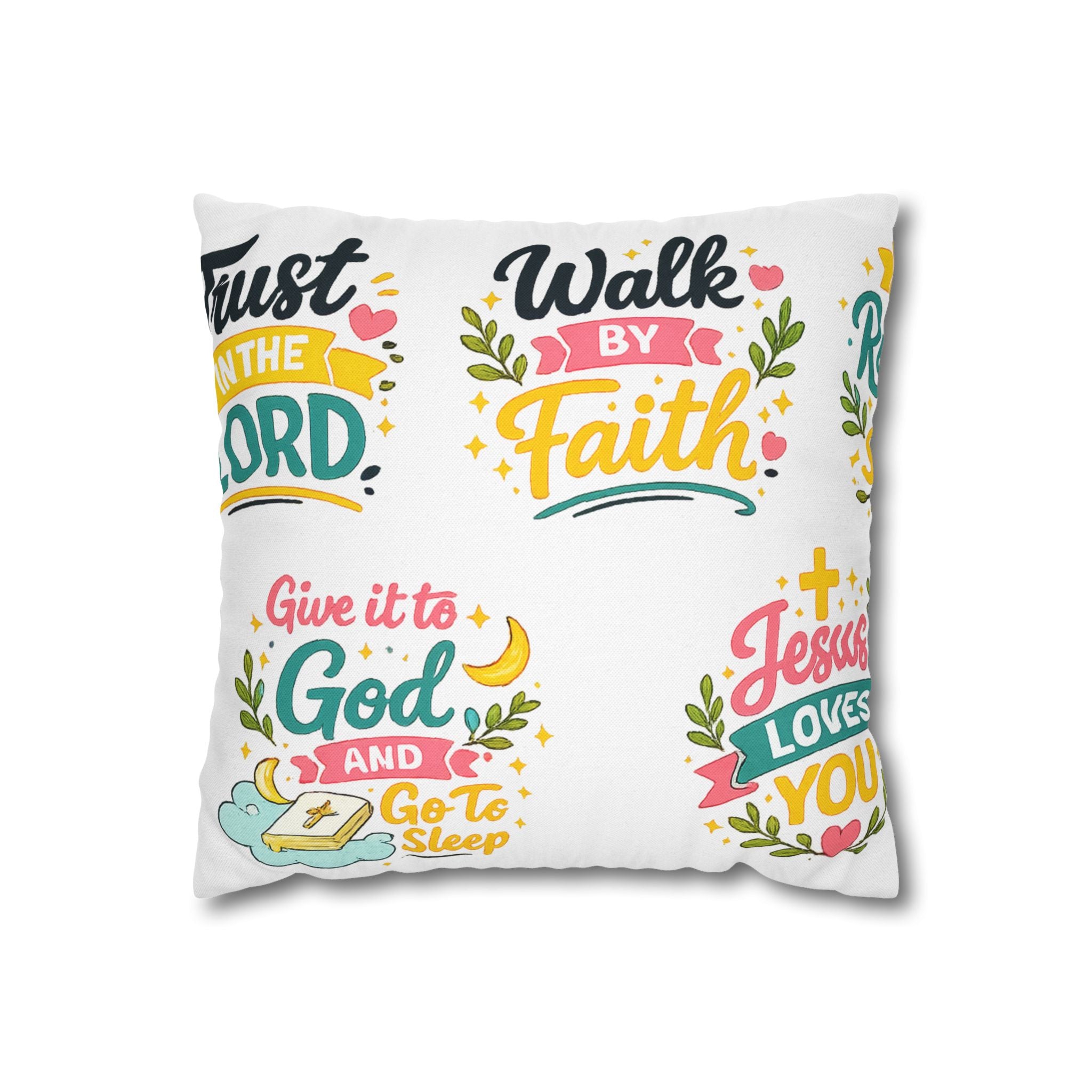 Faith Quote Decorative Pillowcase — "Walk by Faith" Inspirational Throw Pillow Cover