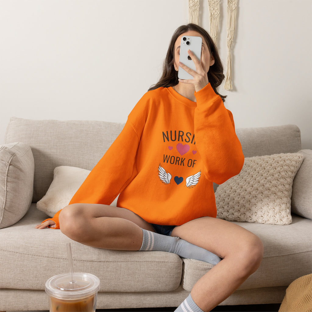 Nursing Work of Heart Crewneck Sweatshirt — Nurse Appreciation Pullover
