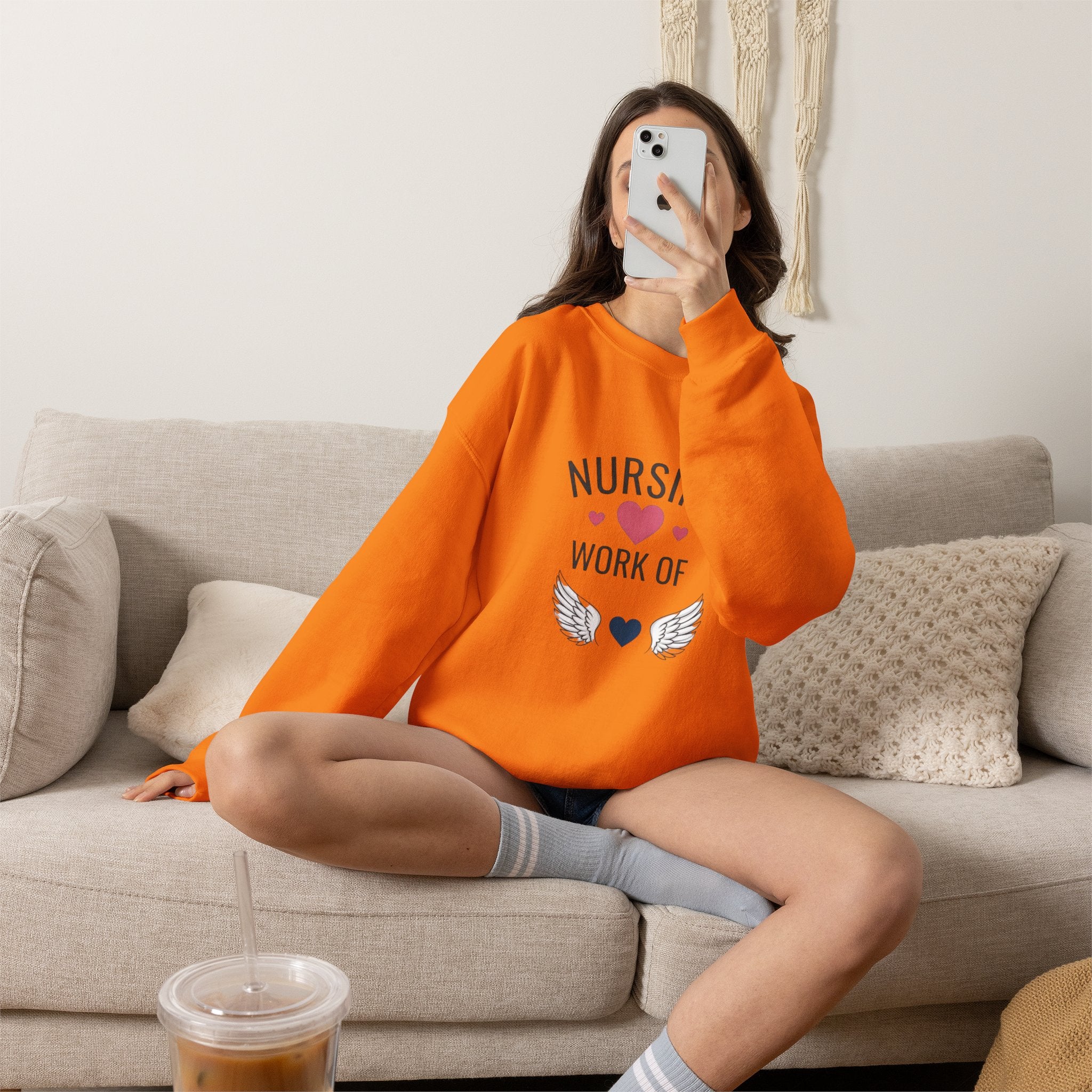 Nursing Work of Heart Crewneck Sweatshirt — Nurse Appreciation Pullover