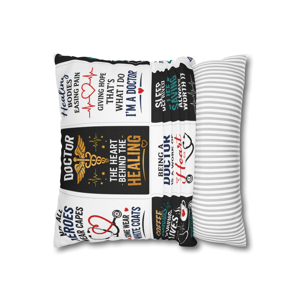 Doctor Patchwork Pillowcase — Physician Appreciation Decorative Throw Pillow Cover