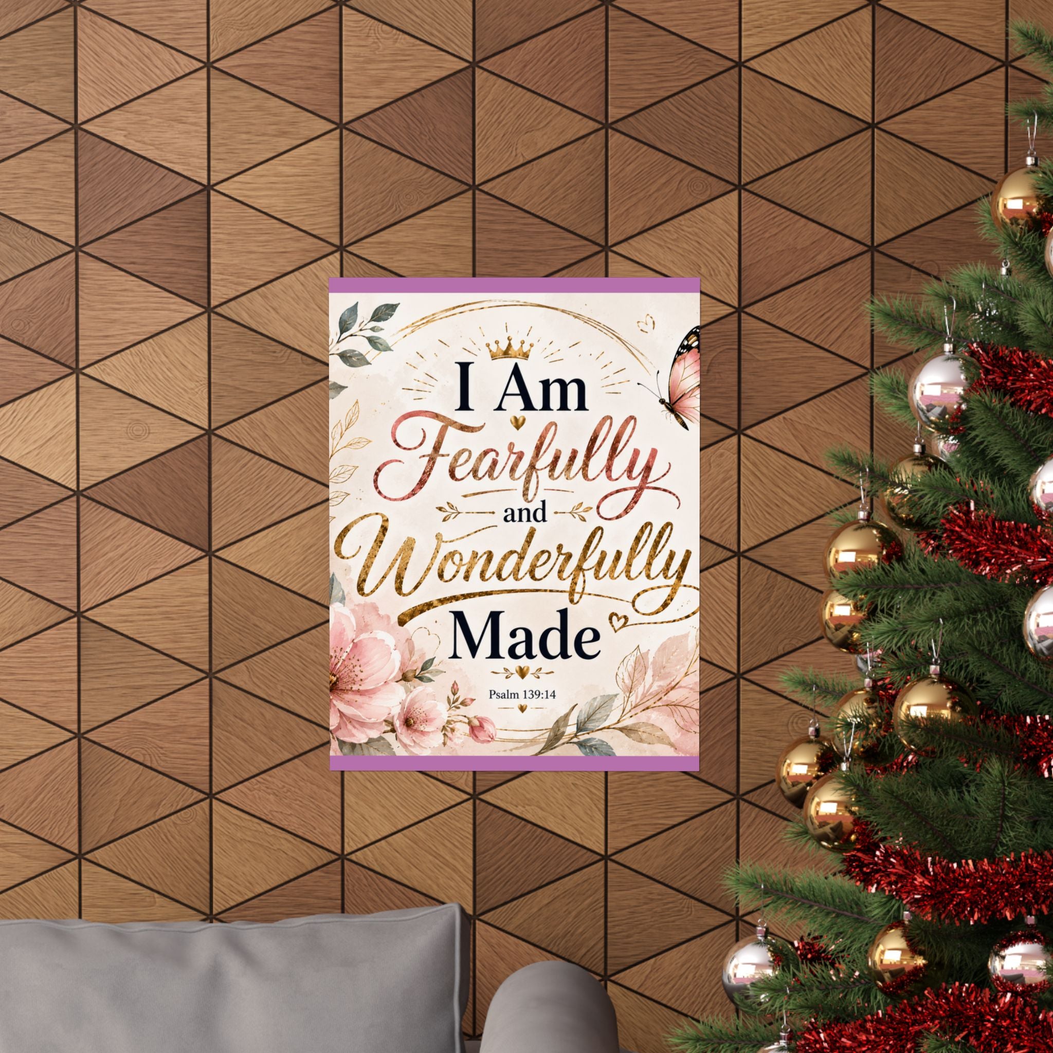 Fearfully & Wonderfully Made Vertical Poster — Inspirational Christian Wall Art (Psalm 139:14)