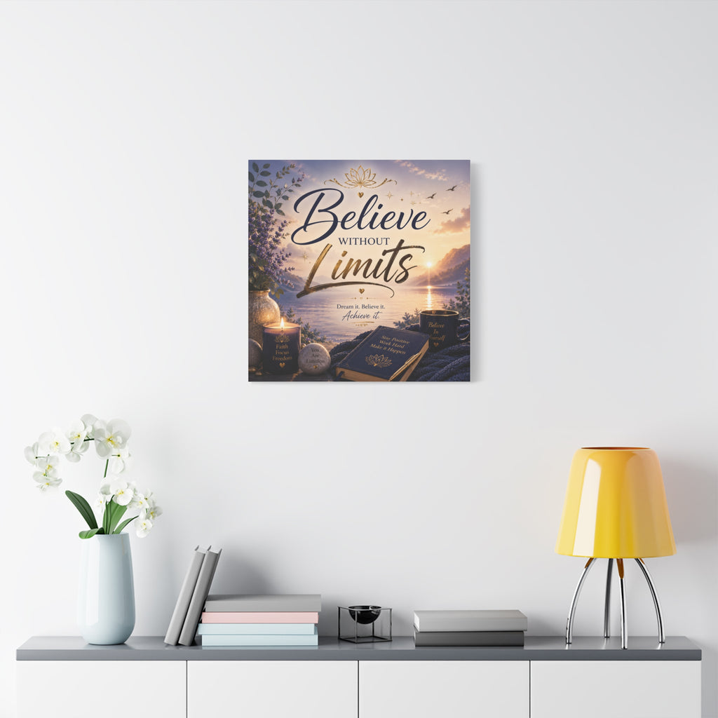 Believe Without Limits Canvas Wall Art – Inspirational Stretched Matte Print