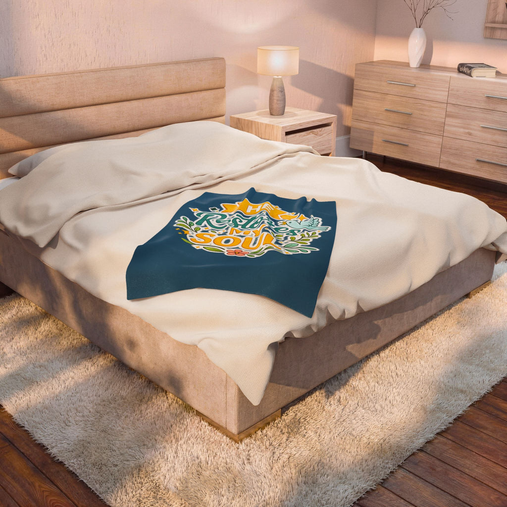 Plush Blanket - "He Restores My Soul" Christian Fleece Throw