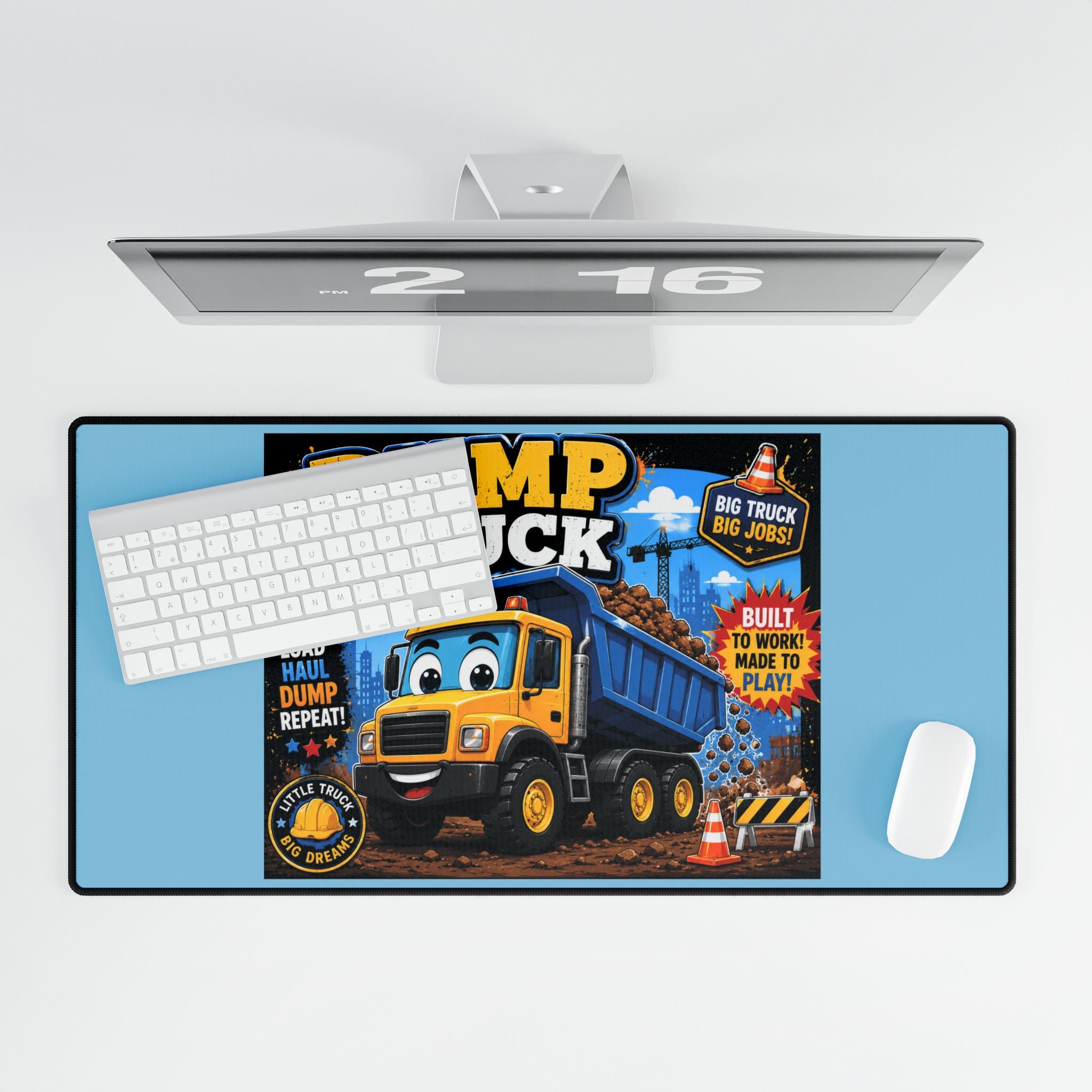 Dump Truck Kids Desk Mat — Construction-Themed Gaming & Study Mouse Pad