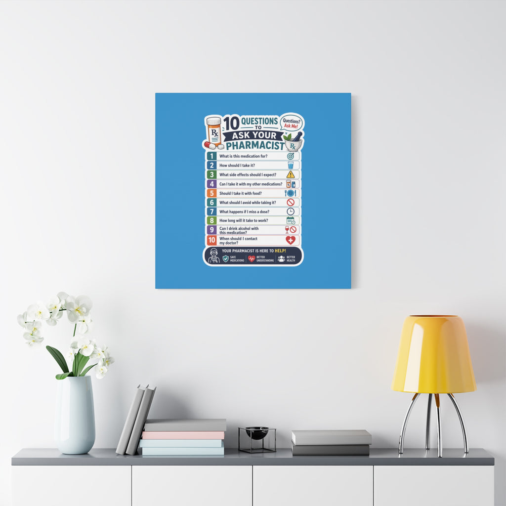 Pharmacist Questions Canvas Print — "10 Questions to Ask Your Pharmacist"