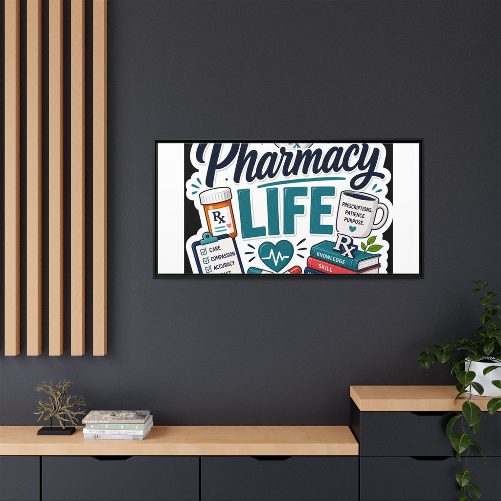 Pharmacy Life Framed Canvas Art — Colorful Pharmacist Wall Decor