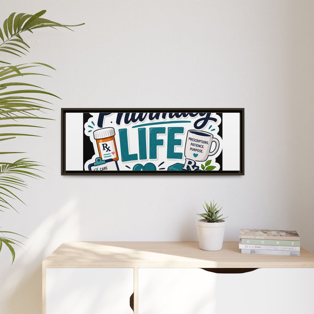Pharmacy Life Framed Canvas Art — Colorful Pharmacist Wall Decor