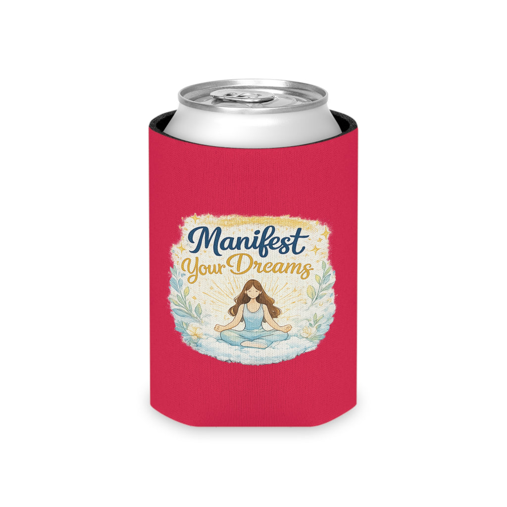Can Cooler — "Manifest Your Dreams" Meditation Can Cooler, Inspirational Drink Koozie for Yoga Lovers