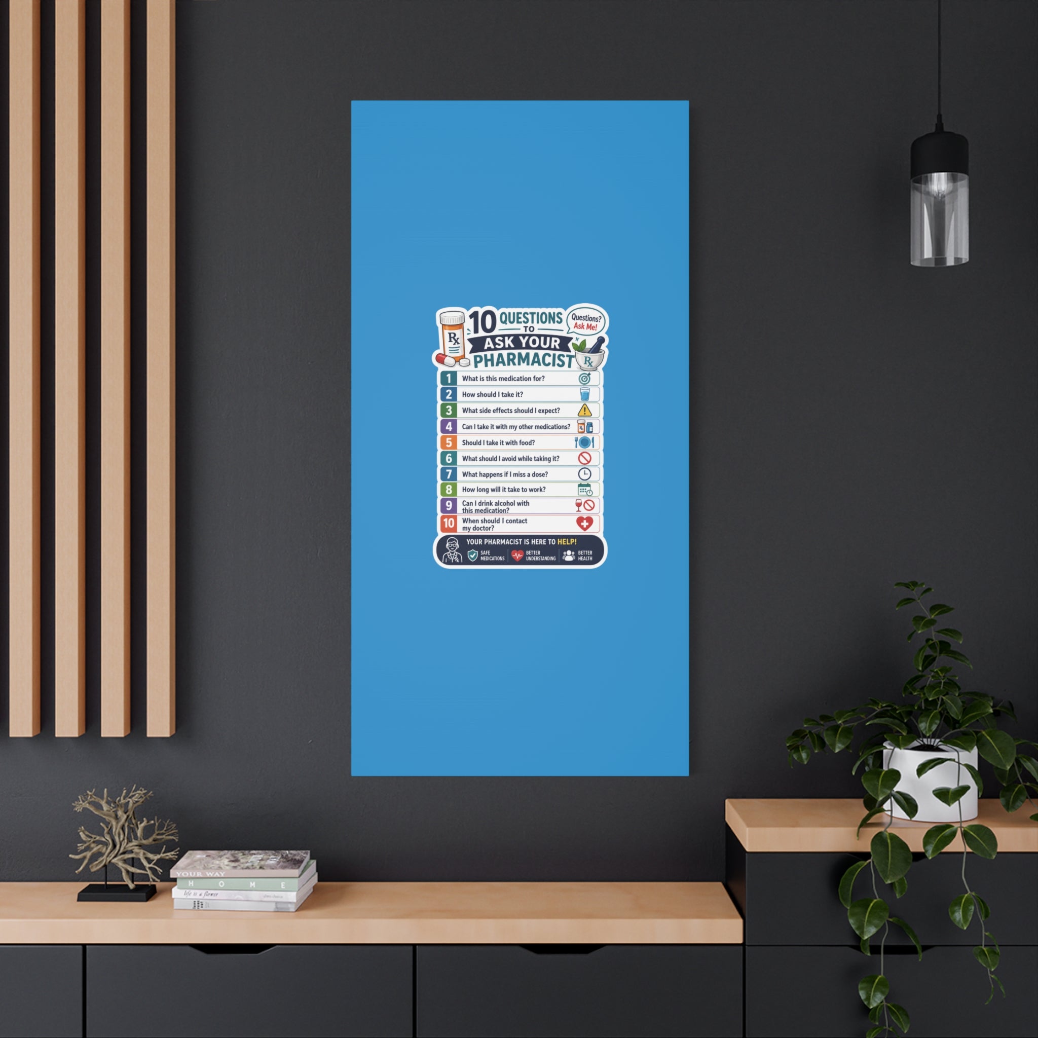 Pharmacist Questions Canvas Print — "10 Questions to Ask Your Pharmacist"