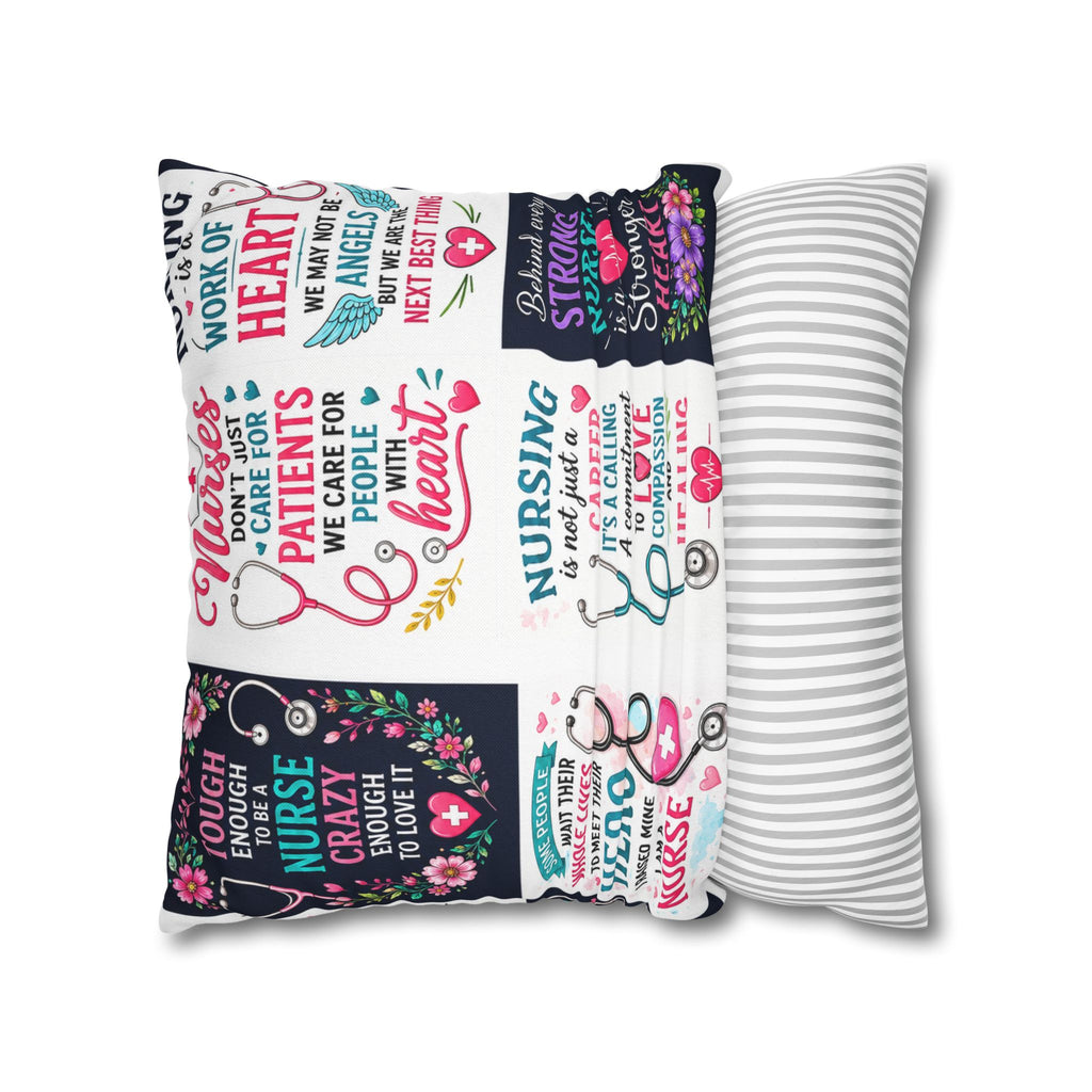 Nurse Quotes Patchwork Square Pillowcase — Inspirational Nursing Gifts