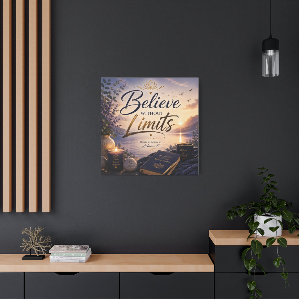 Believe Without Limits Canvas Wall Art – Inspirational Stretched Matte Print